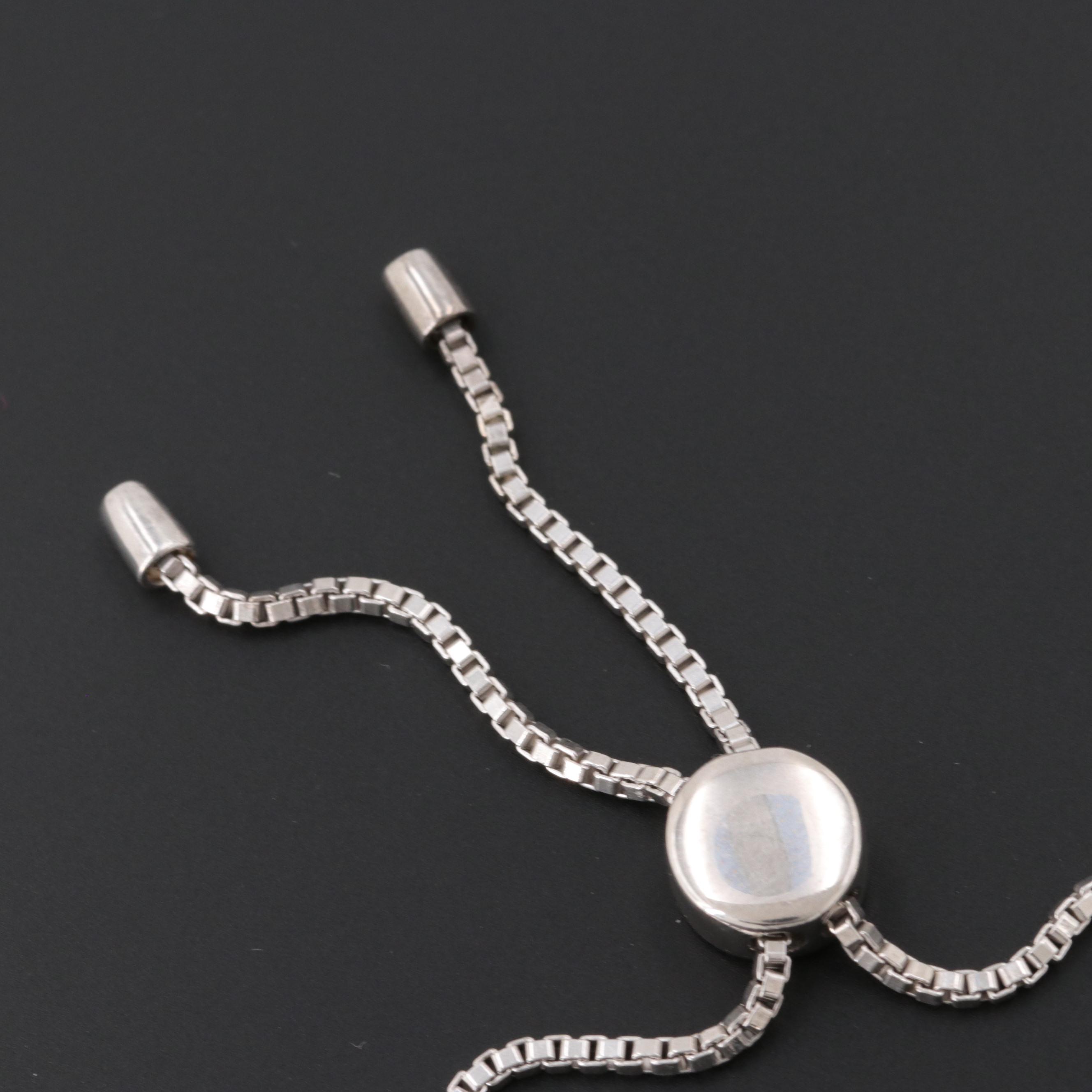 Sterling Silver Diamond and Blue Diamond Bracelet