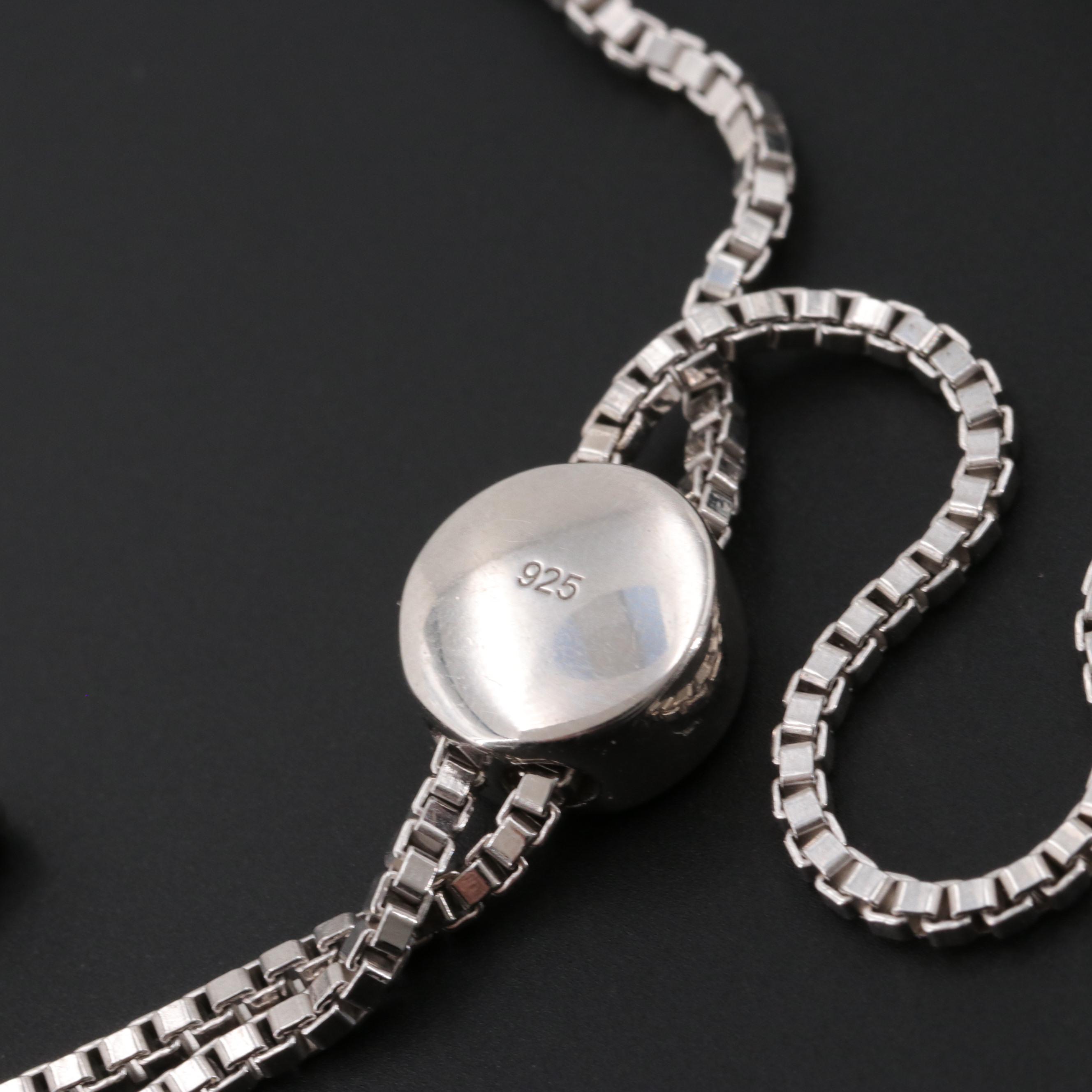 Sterling Silver Diamond and Blue Diamond Bracelet