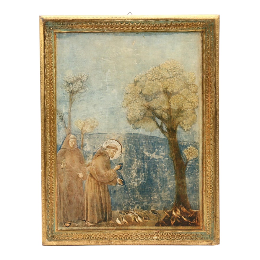 Collotype after Giotto "Sermon to the Birds"