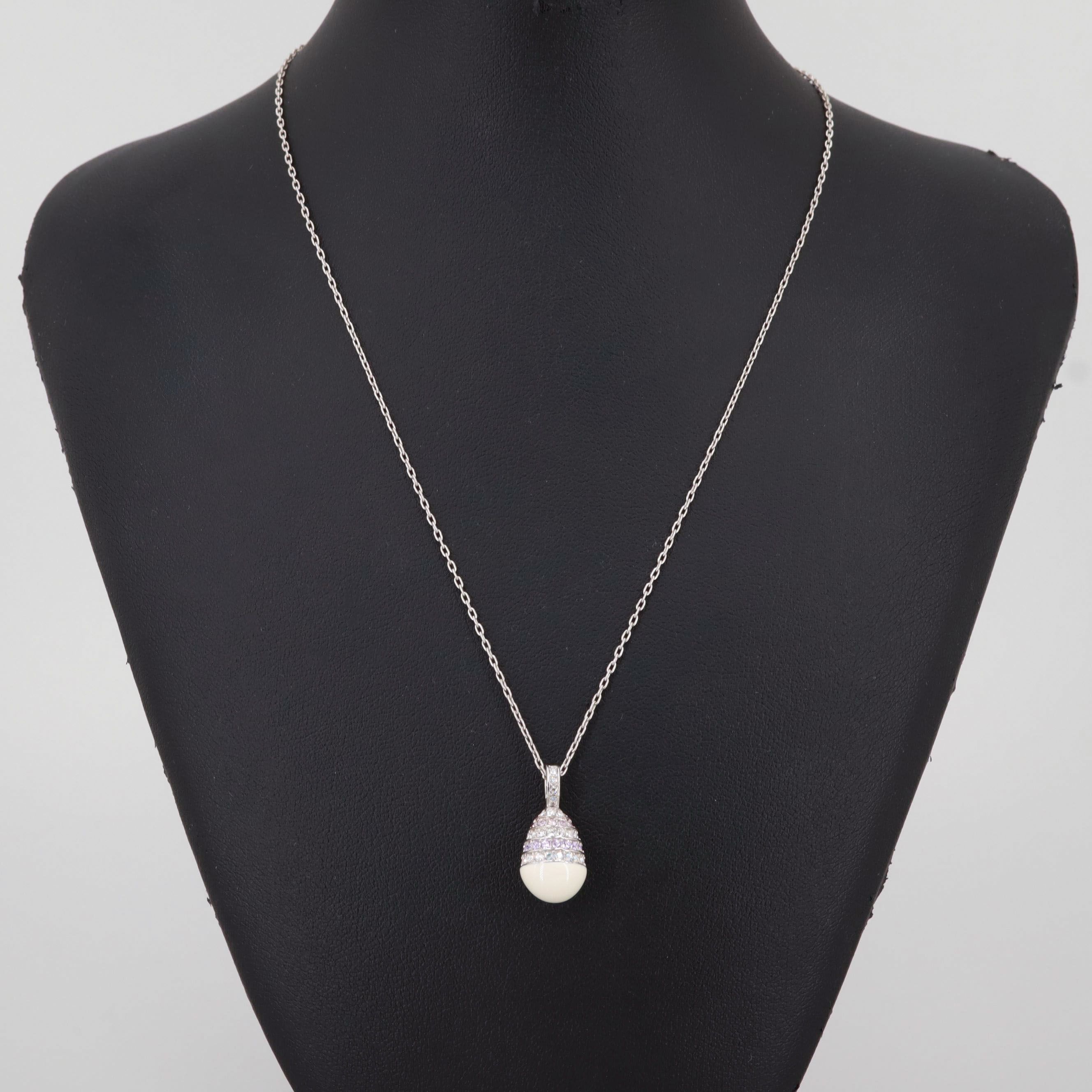 Swarovski Silver Tone Glass Pendant Necklace with Box