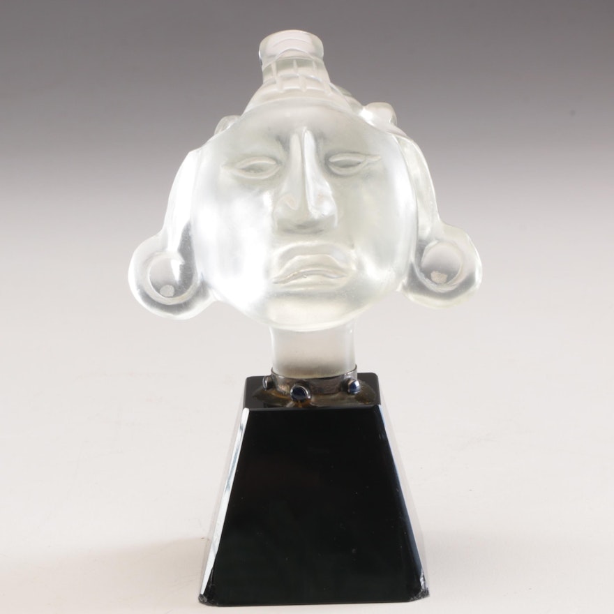 South American  Inspired Glass Figurine with Sodalite Accents