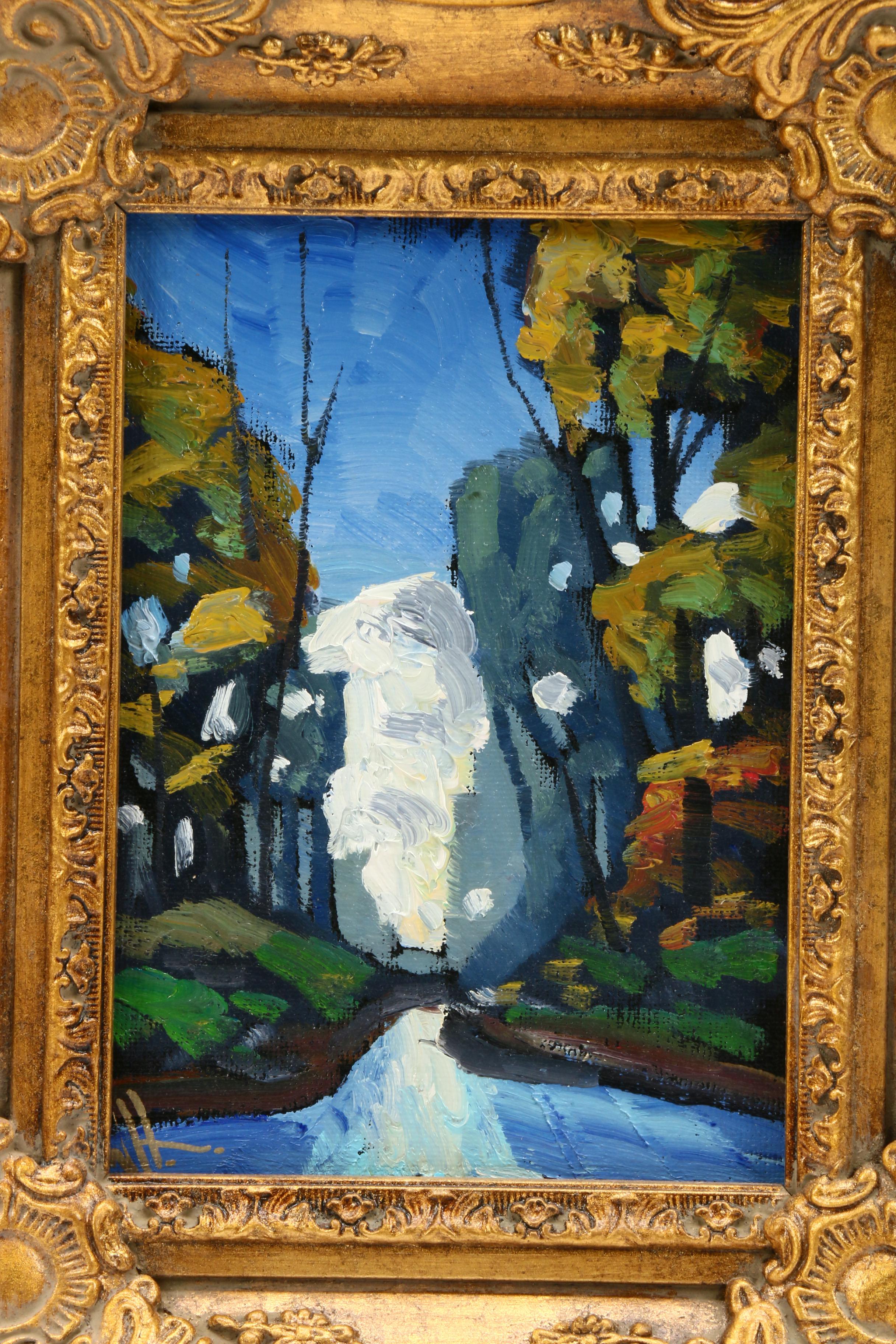 William Hawkins Landscape Oil Painting of River Scene