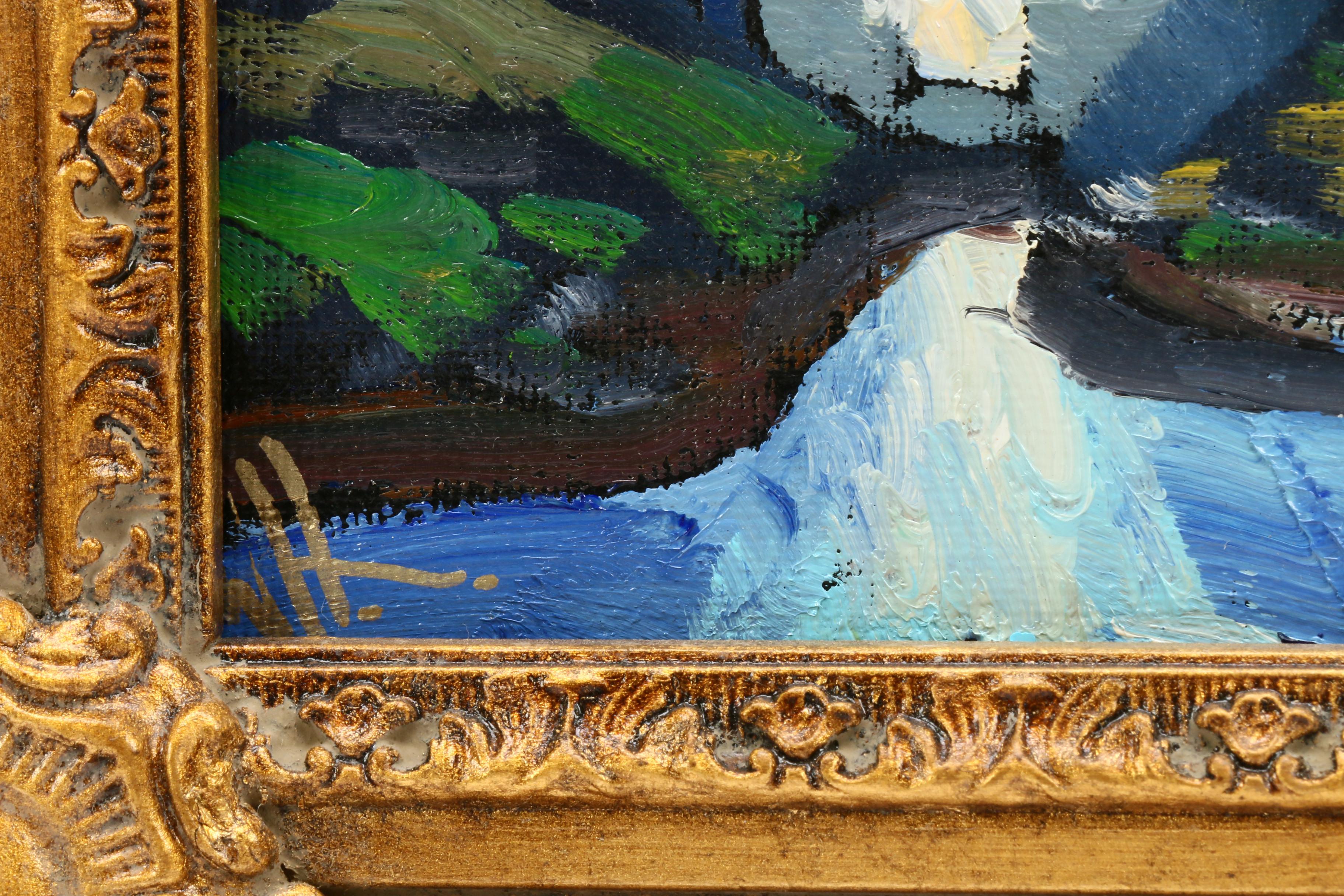 William Hawkins Landscape Oil Painting of River Scene