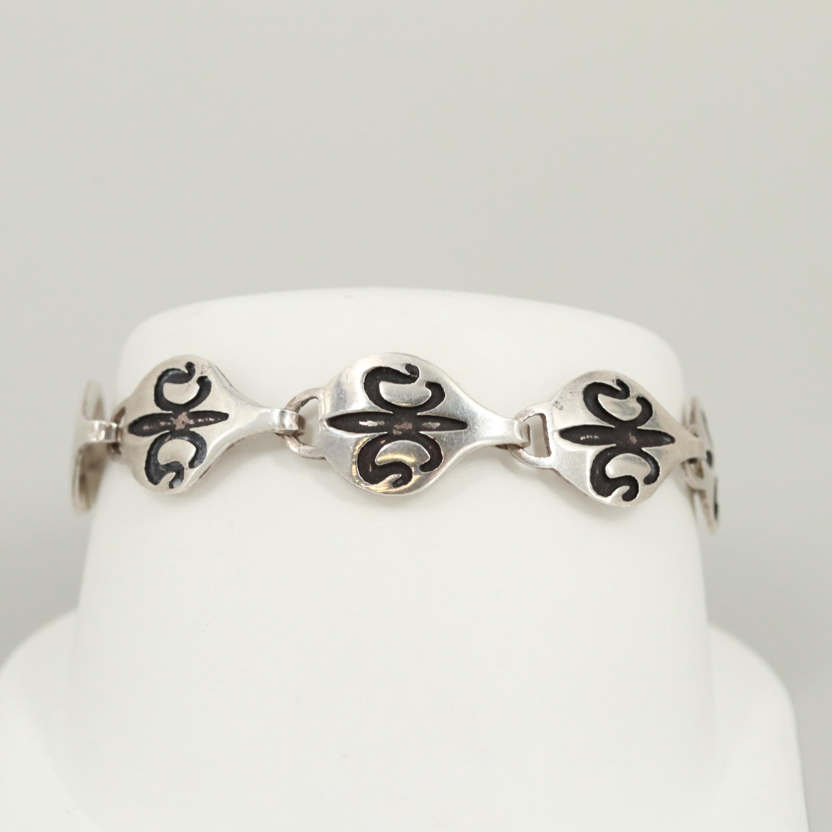 Mexican Sterling Silver Bracelet with Antique Finish