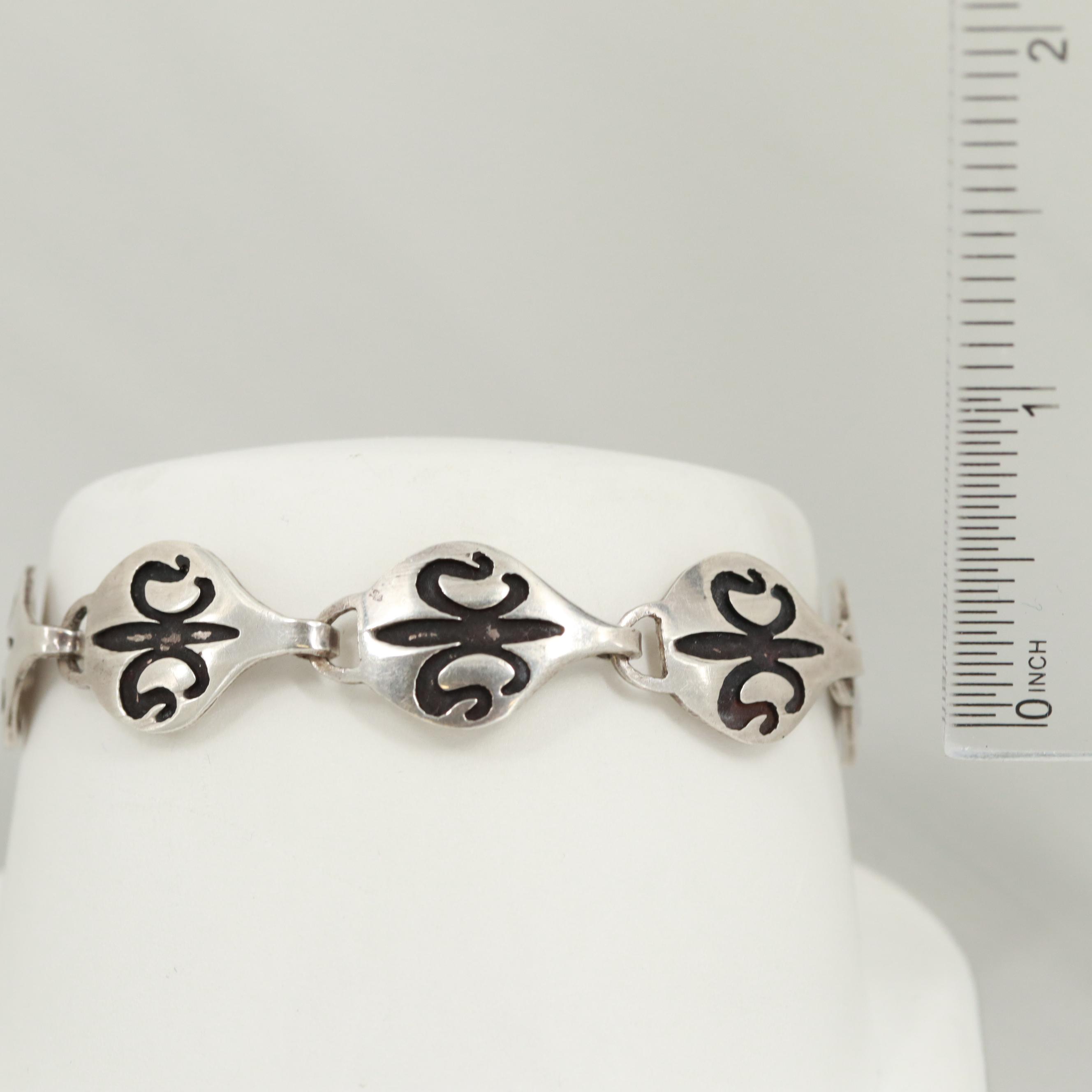 Mexican Sterling Silver Bracelet with Antique Finish