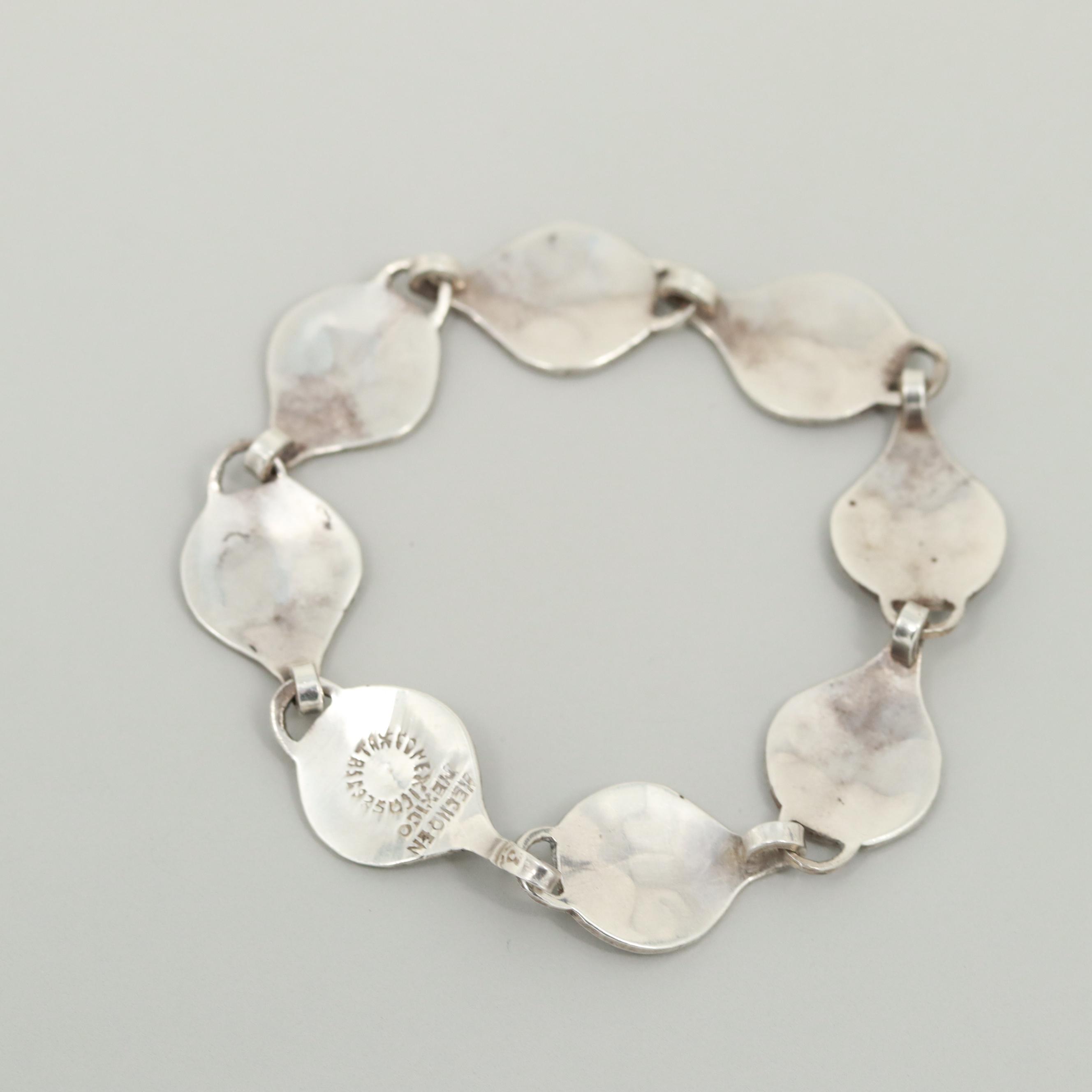 Mexican Sterling Silver Bracelet with Antique Finish