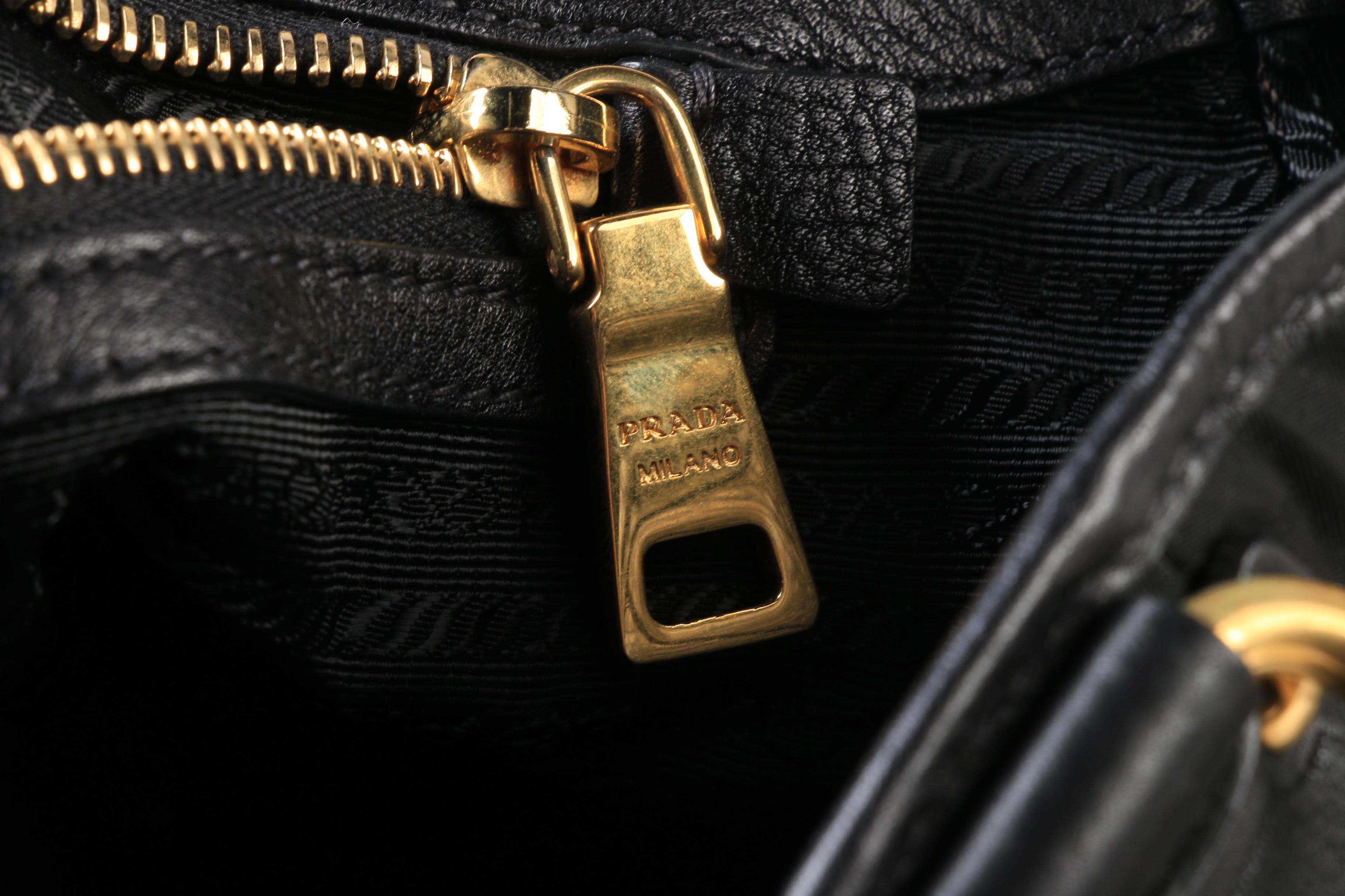 Prada Milano Black Nylon and Leather Shoulder Bag