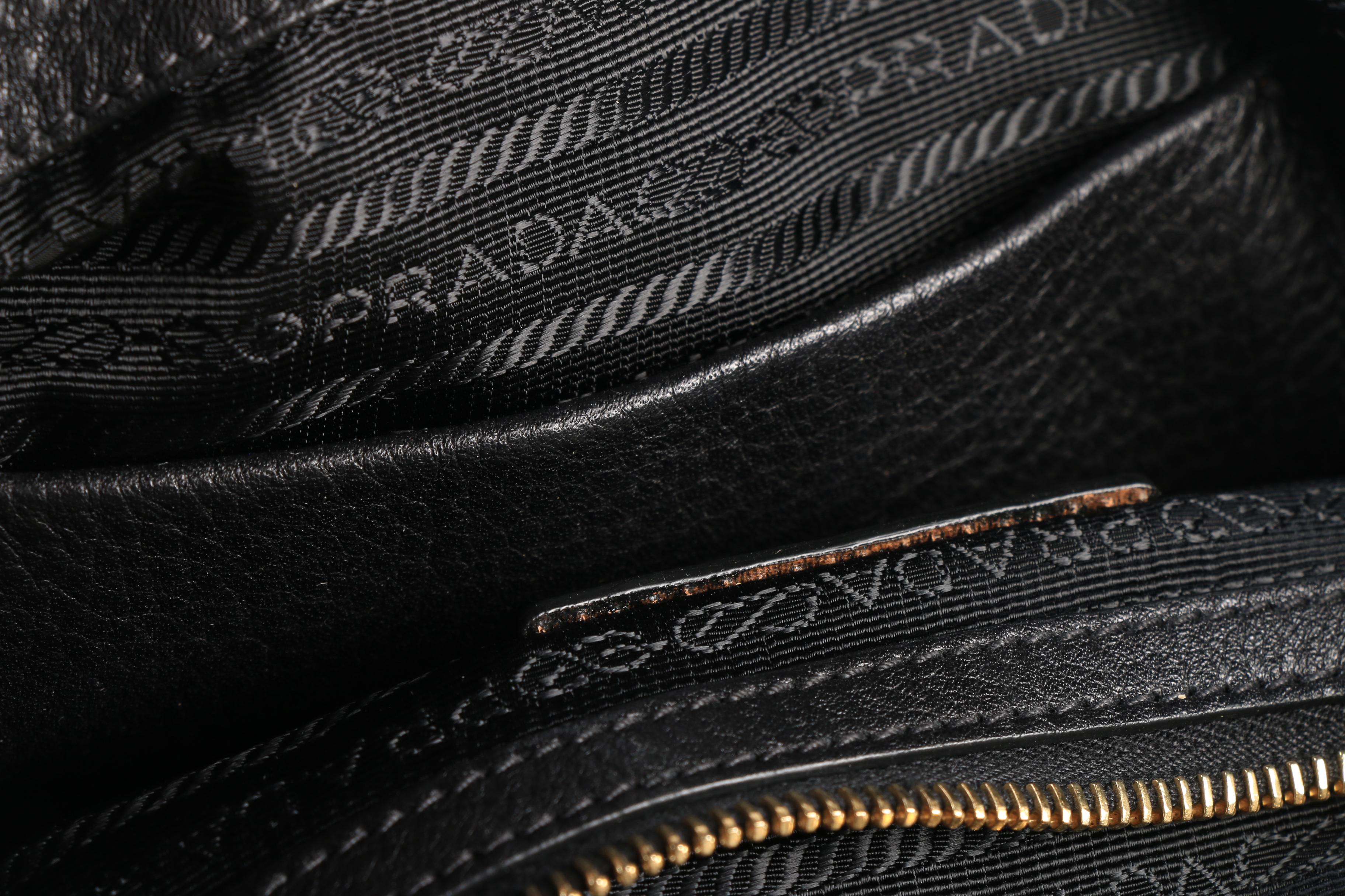 Prada Milano Black Nylon and Leather Shoulder Bag