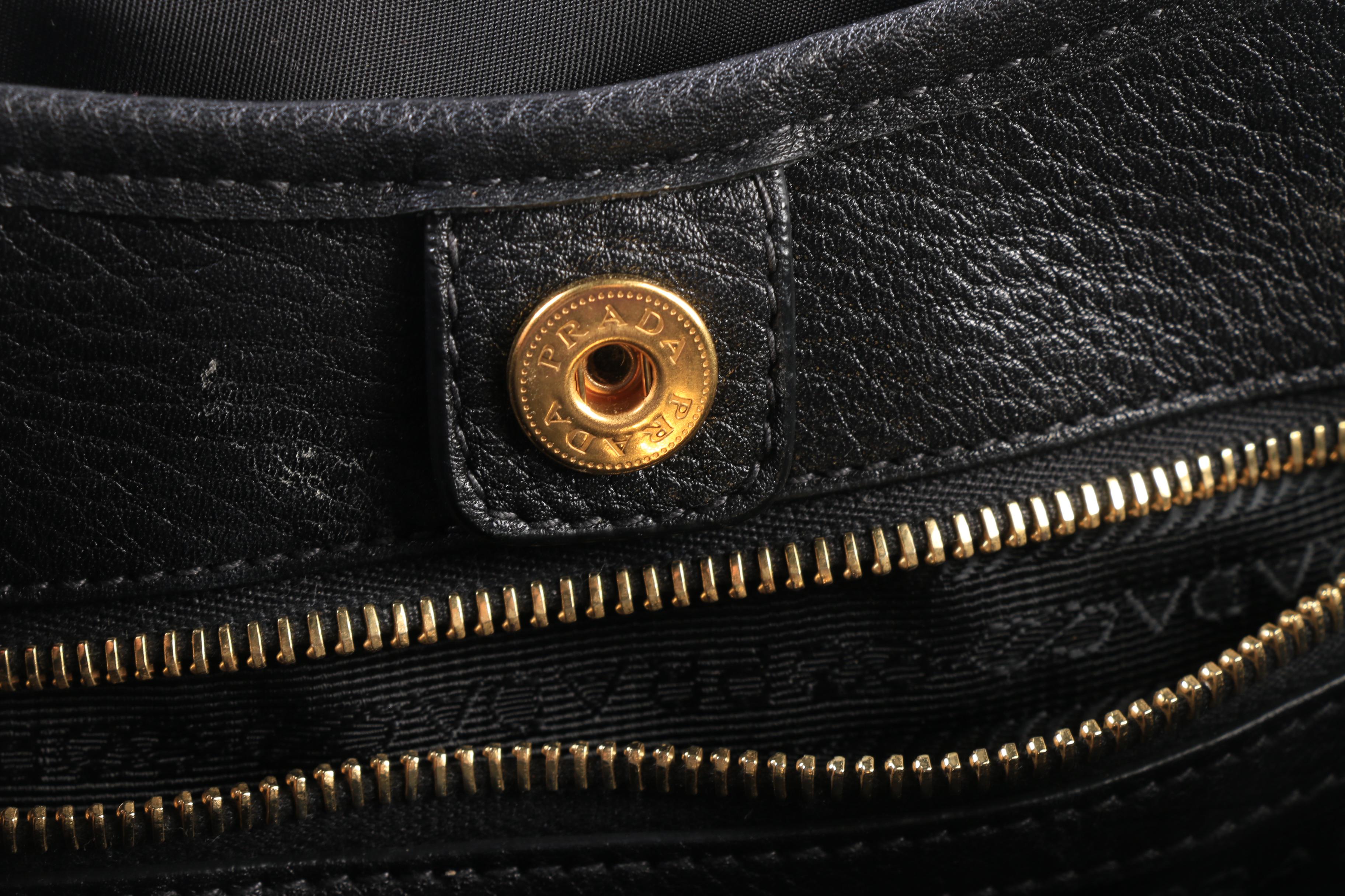 Prada Milano Black Nylon and Leather Shoulder Bag