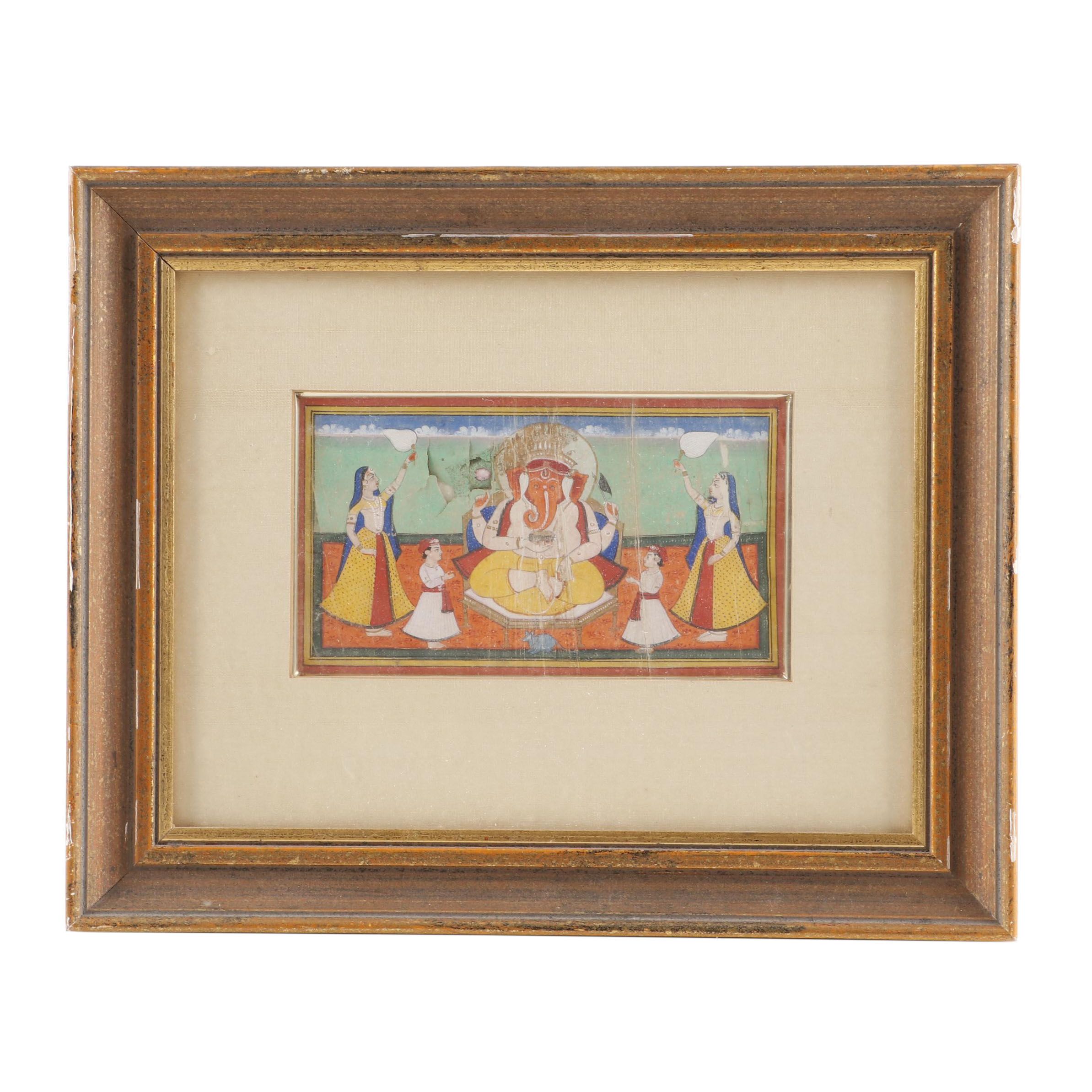 Early 20th Century Mahabharata Manuscript Gouache Painting