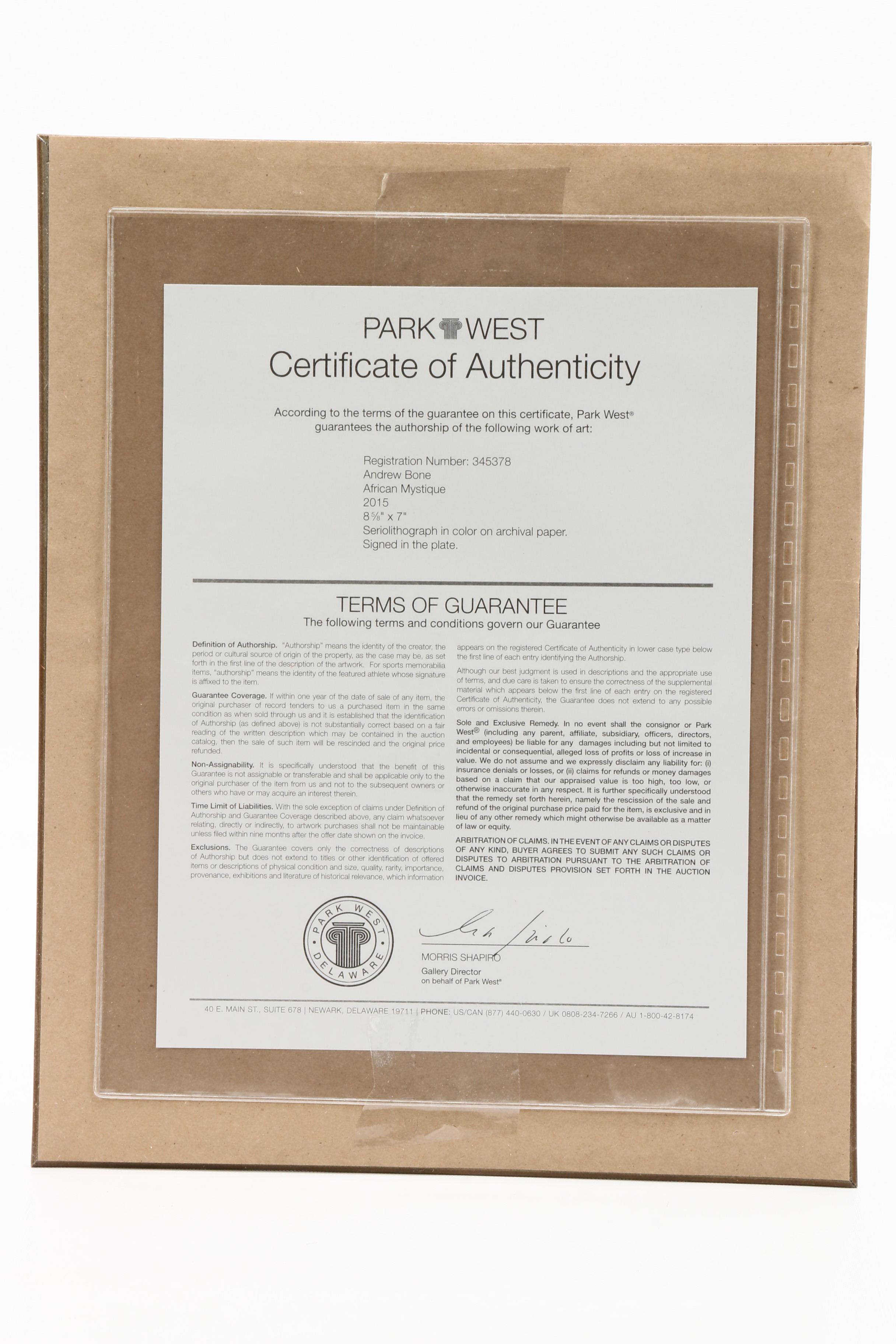 Seriolithograph After Andrew Bone "African Mystique"