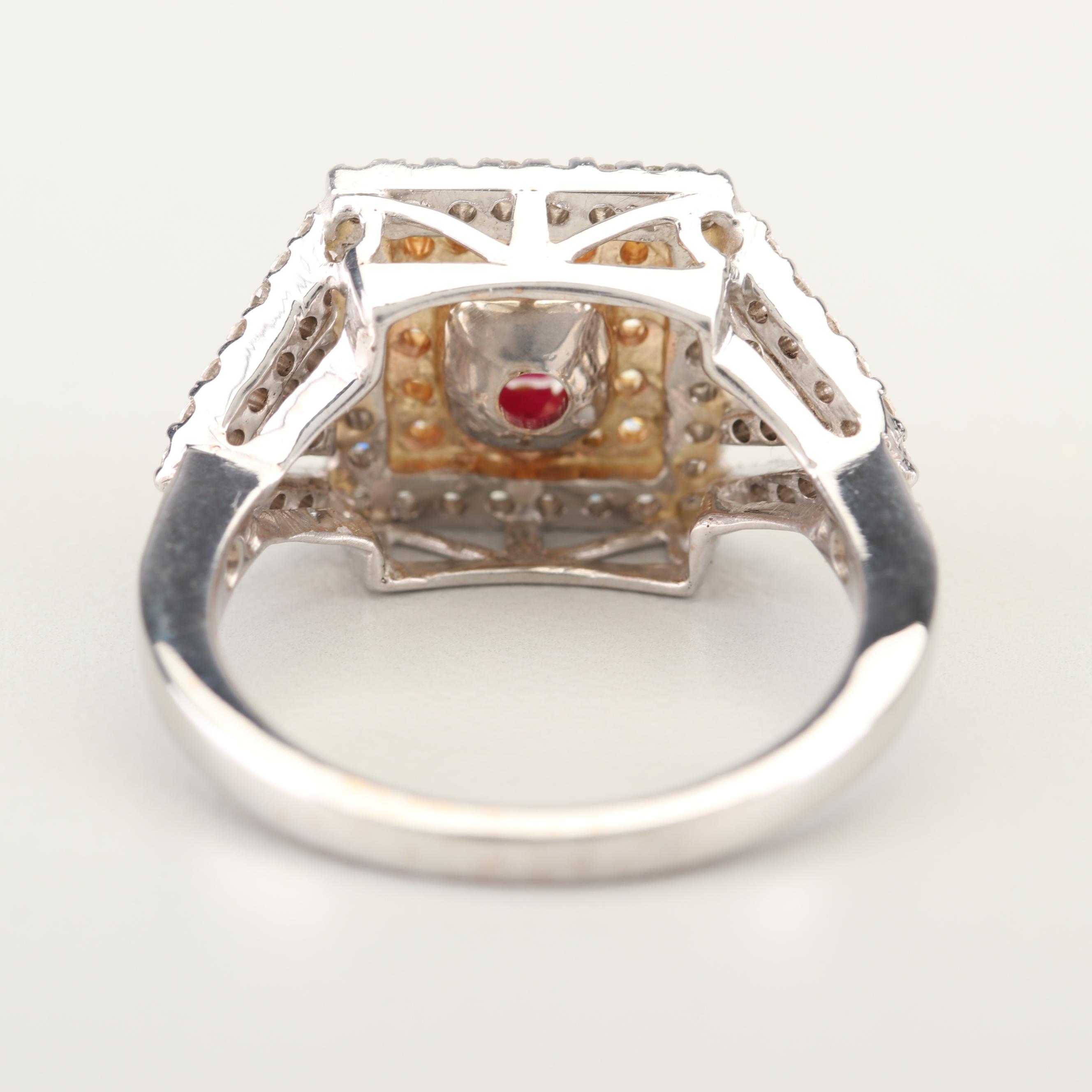 18K White Gold Ruby and Diamond Ring