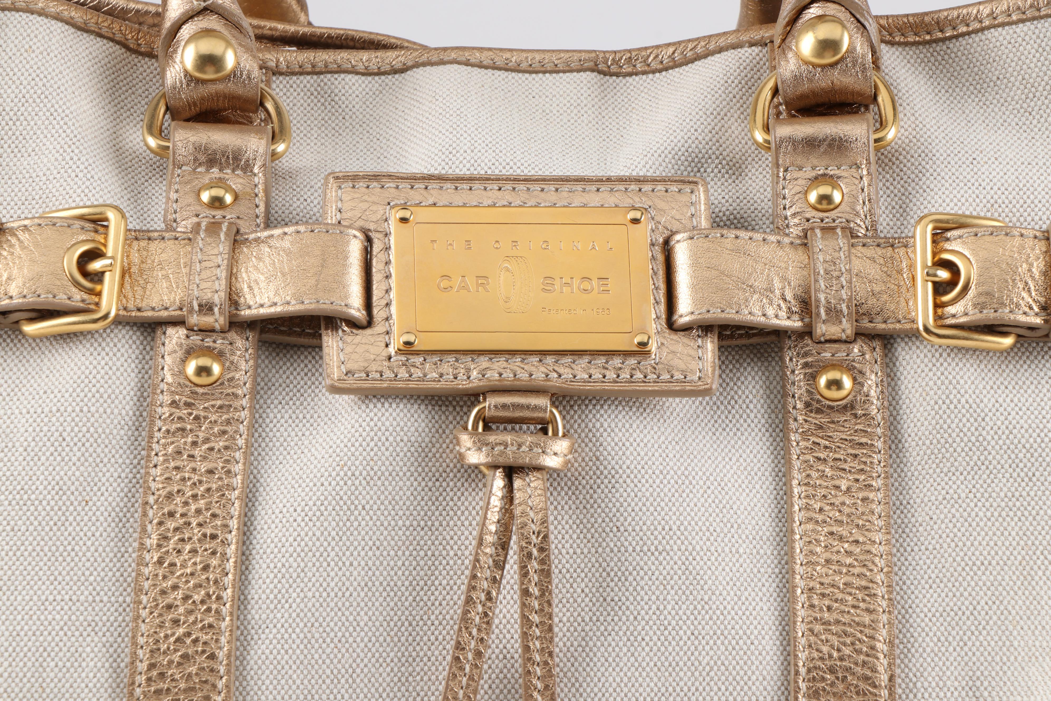 The Original Car Shoe Linen and Metallic Leather Tote Bag, a Prada Company
