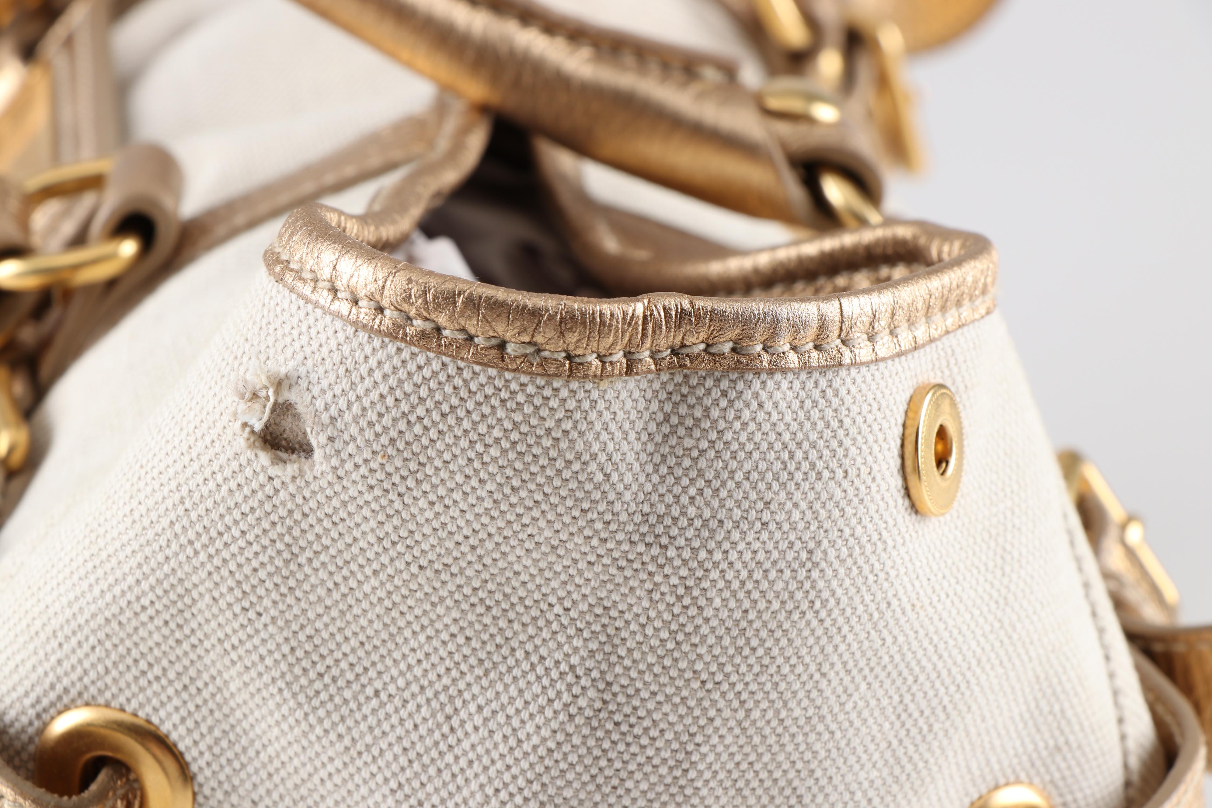 The Original Car Shoe Linen and Metallic Leather Tote Bag, a Prada Company