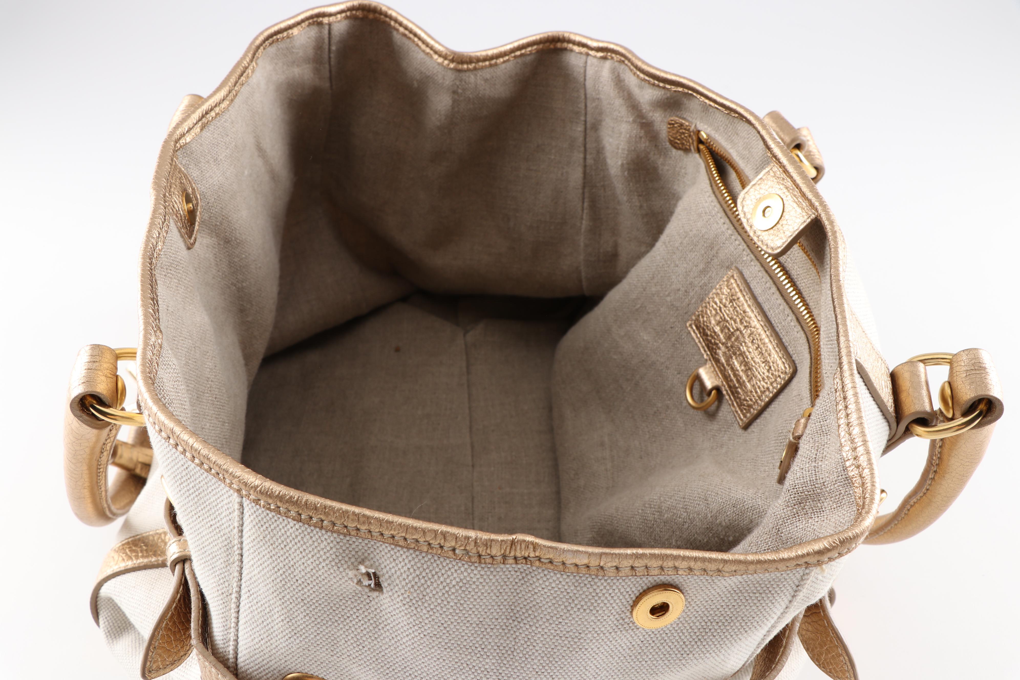 The Original Car Shoe Linen and Metallic Leather Tote Bag, a Prada Company