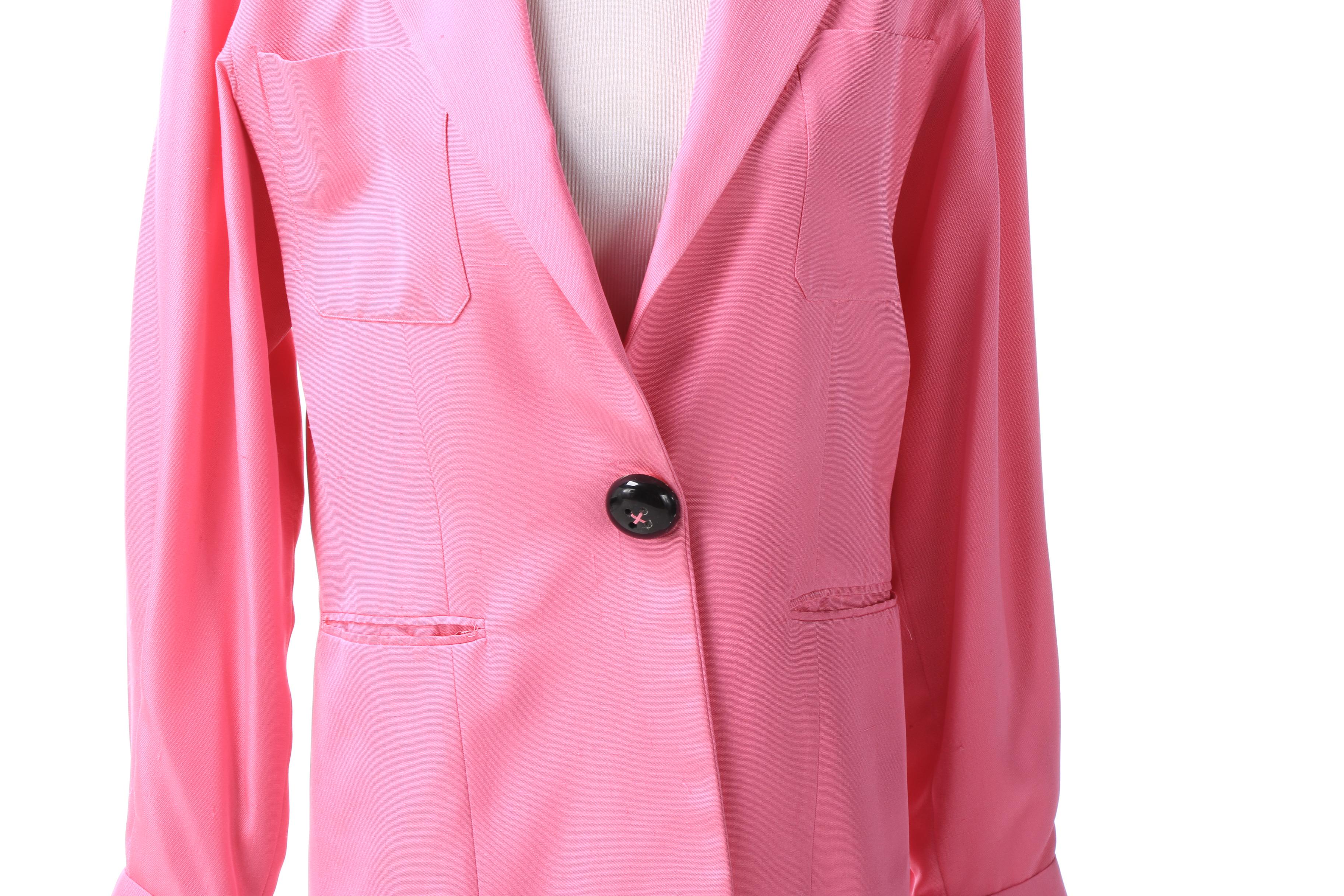 Christian Dior Boutique Paris Pink Silk Skirt Suit