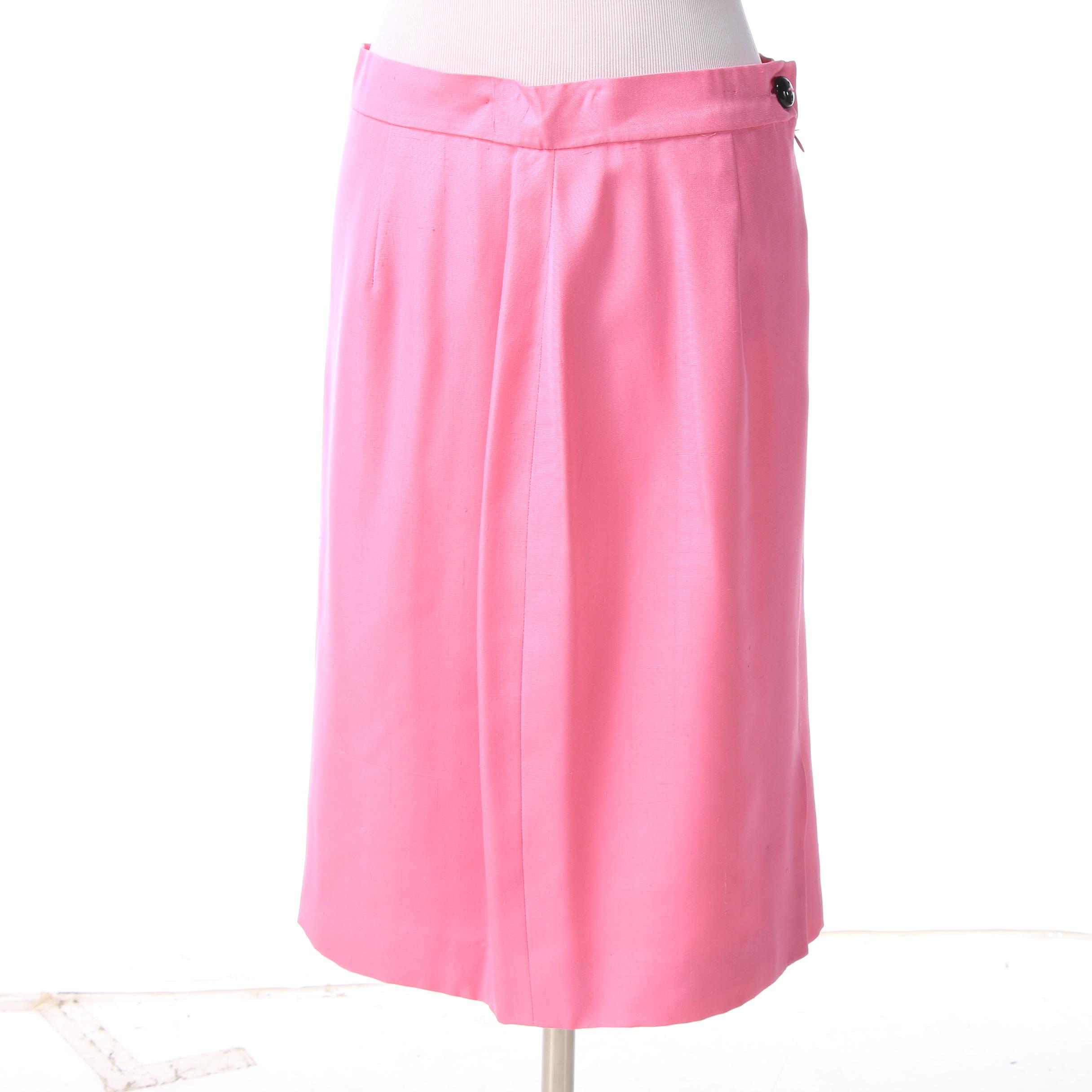 Christian Dior Boutique Paris Pink Silk Skirt Suit