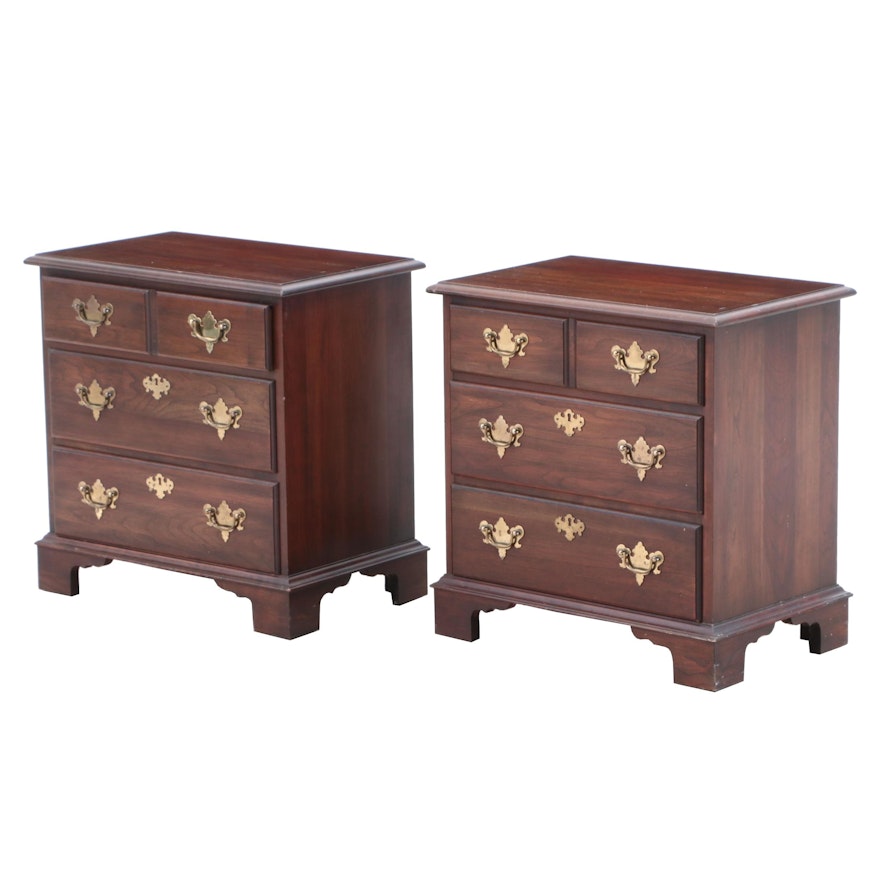 Pennsylvania House Colonial Style Walnut Nightstands, Late 20th Century