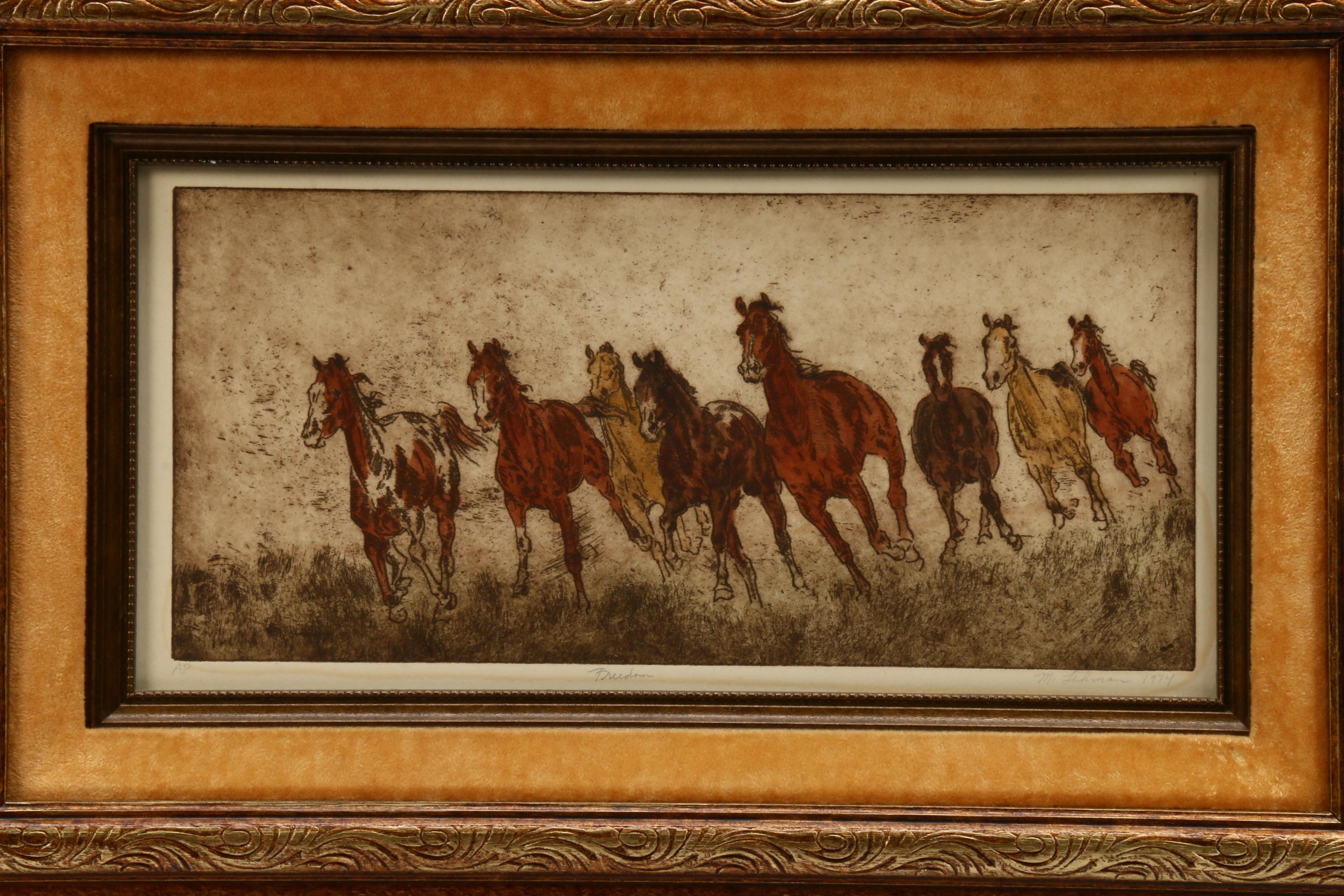 Mary Lehman Hand-Colored Etching "Freedom"