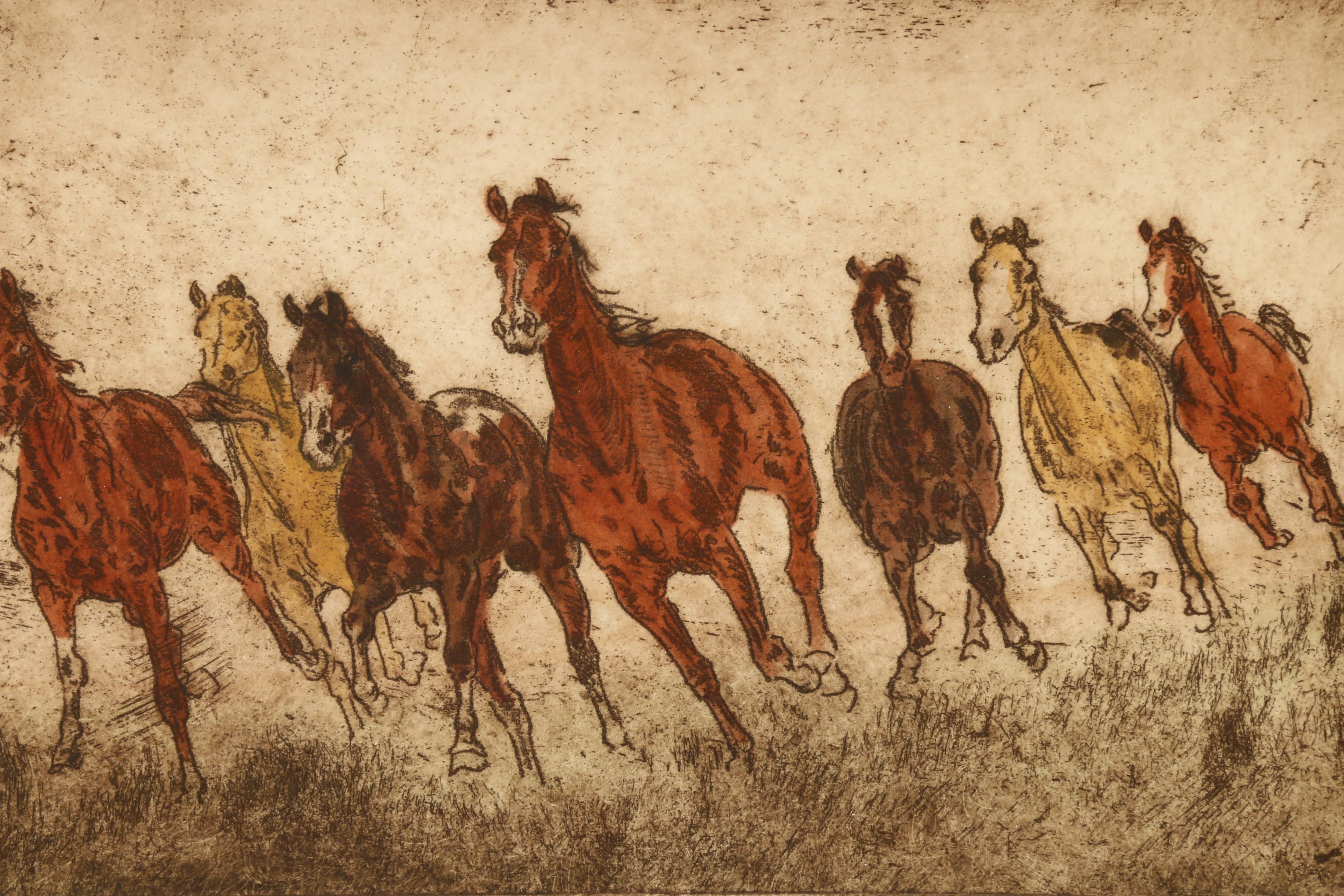 Mary Lehman Hand-Colored Etching "Freedom"