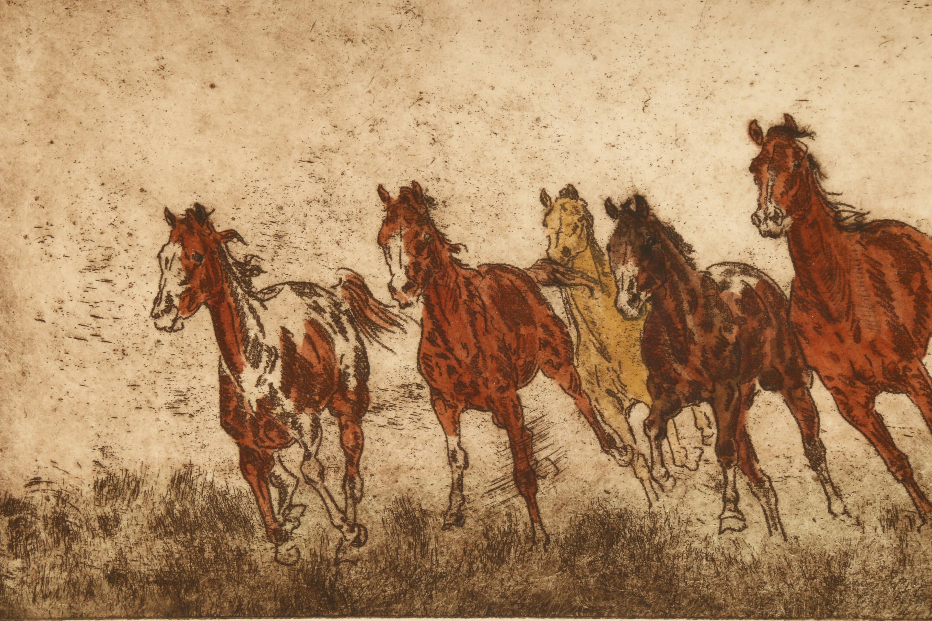 Mary Lehman Hand-Colored Etching "Freedom"