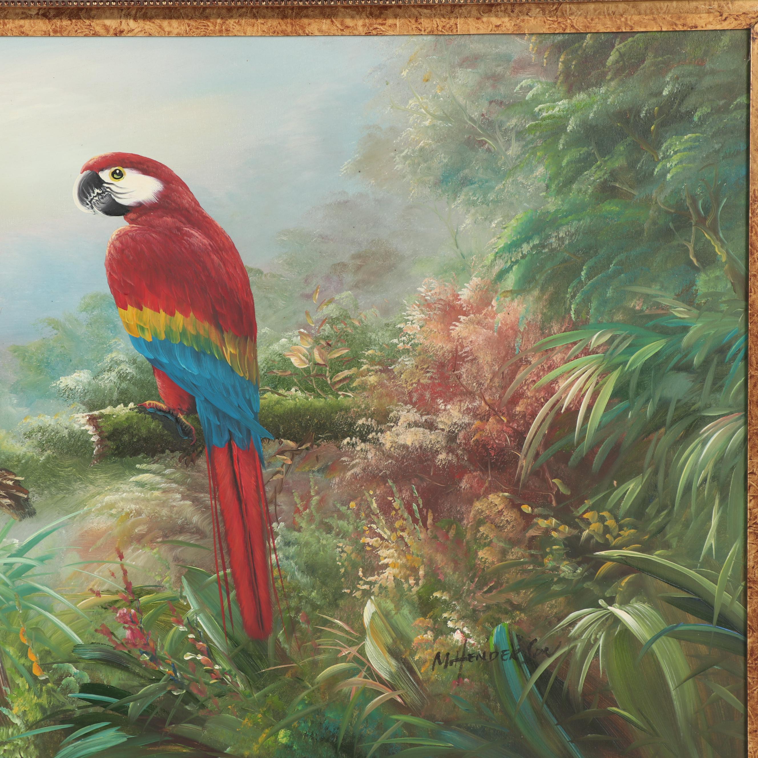 M. Henderson Oil Painting of Scarlet Macaws