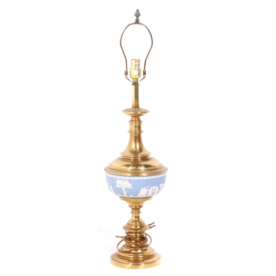 Jasperware and Brass Table Lamp