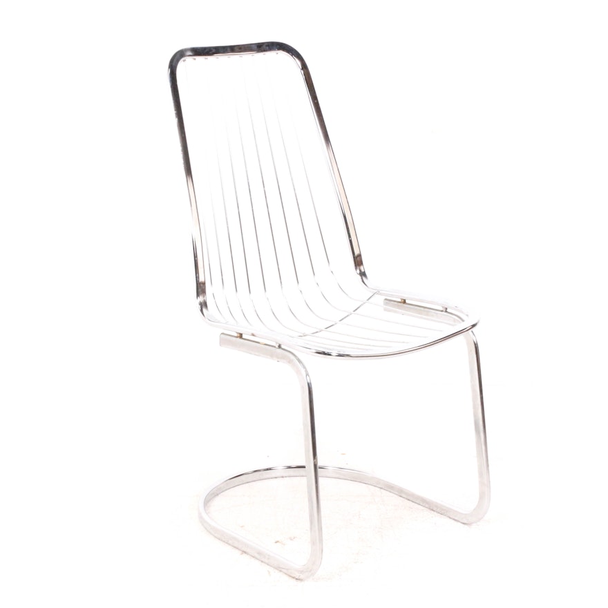 Italian Modernist Chromed Metal Cantilever Chair, Mid to Late 20th Century