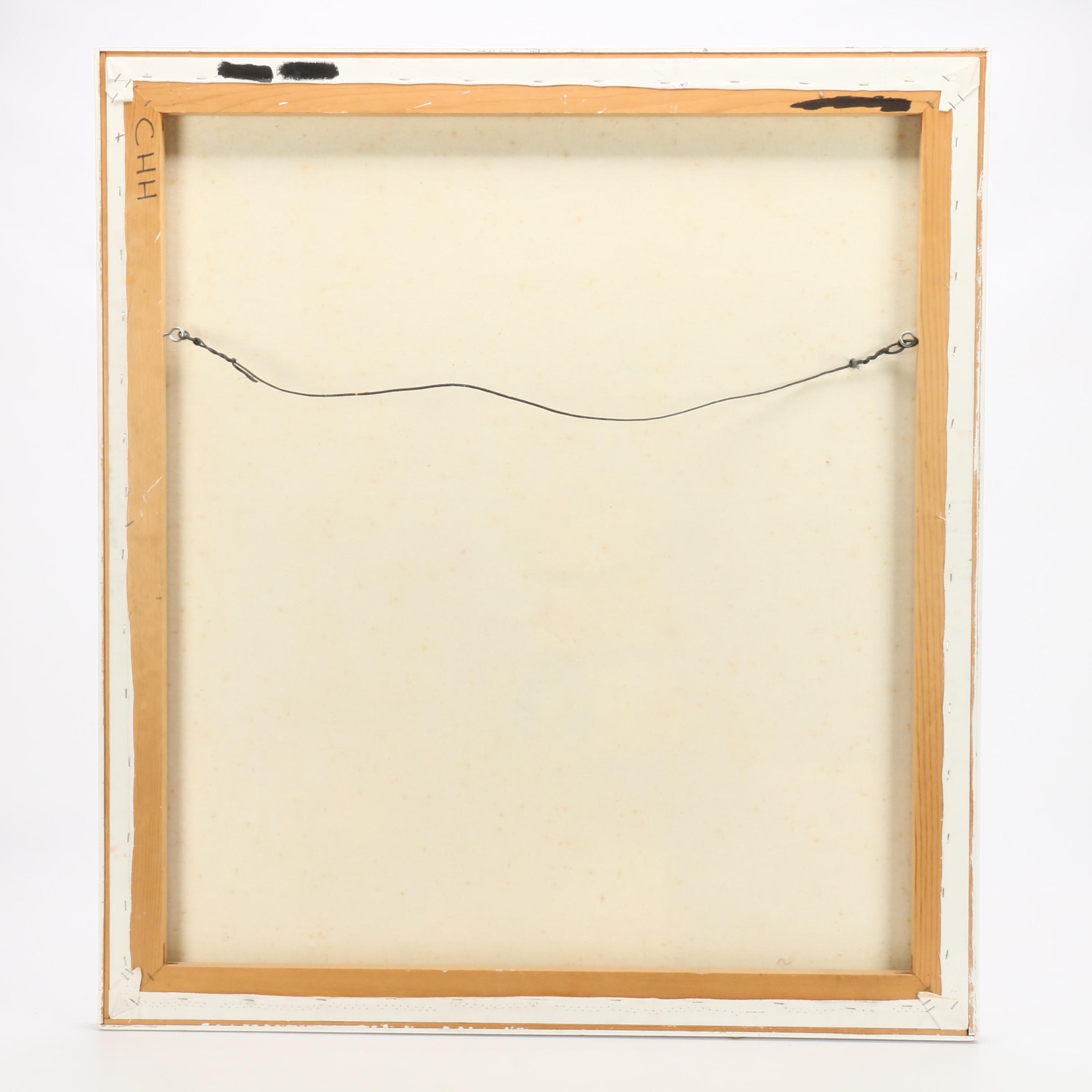 Oswaldo Ventura Abstract Oil Painting of Village Scene "XI"