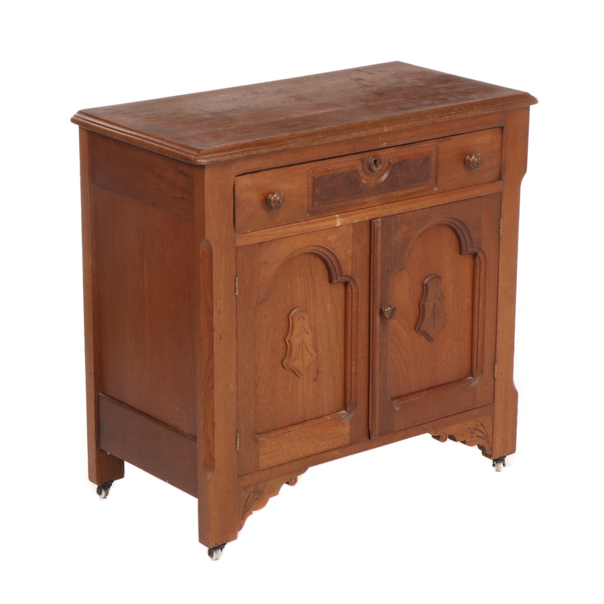 Colonial Style Hardwood Cabinet on Casters