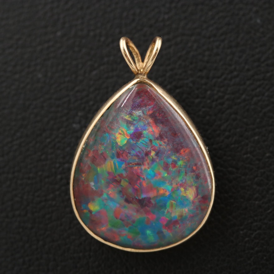 14K Yellow Gold Opal Triplet Pendant