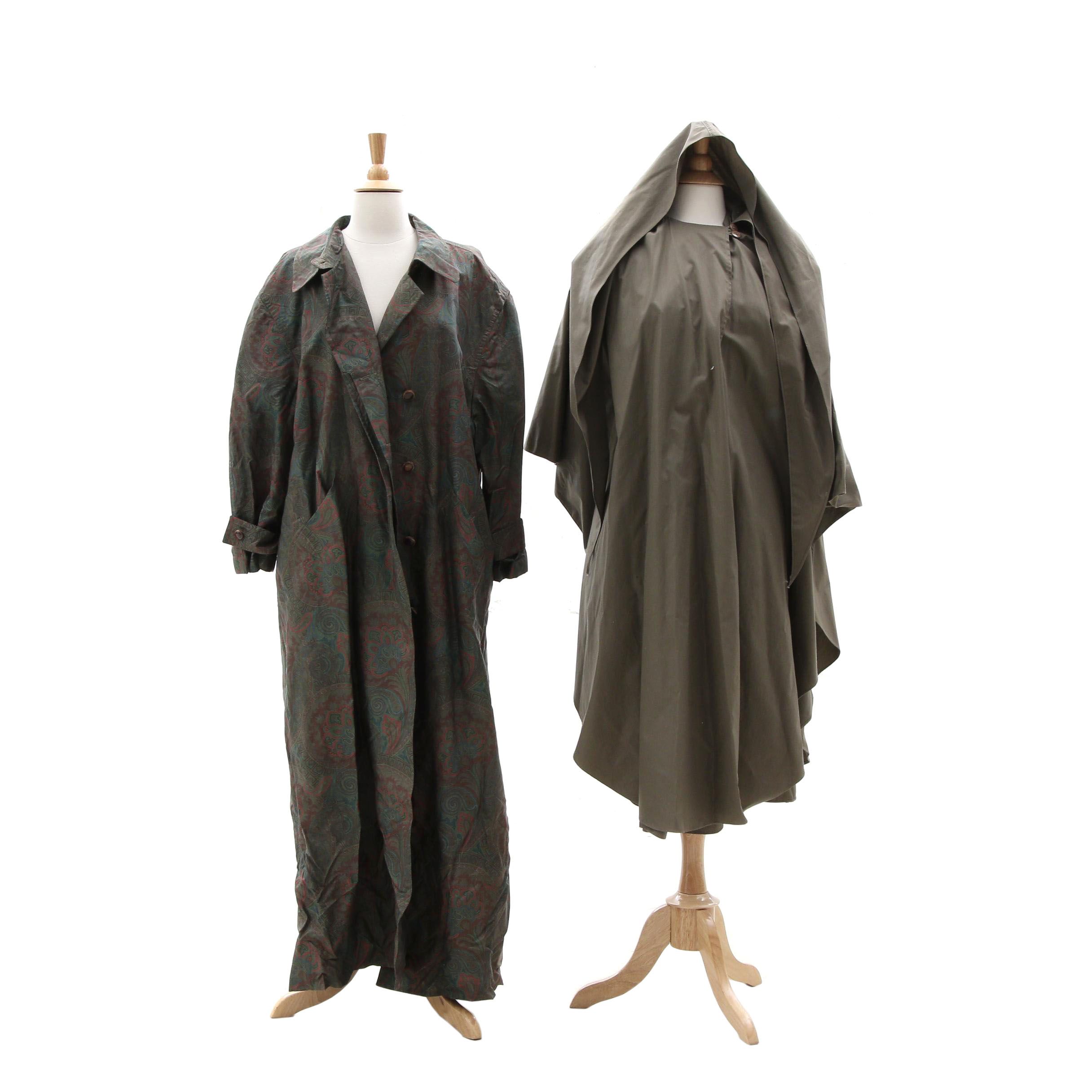 Yeohlee Green Cape and Helga Paisley Print Coat, Vintage