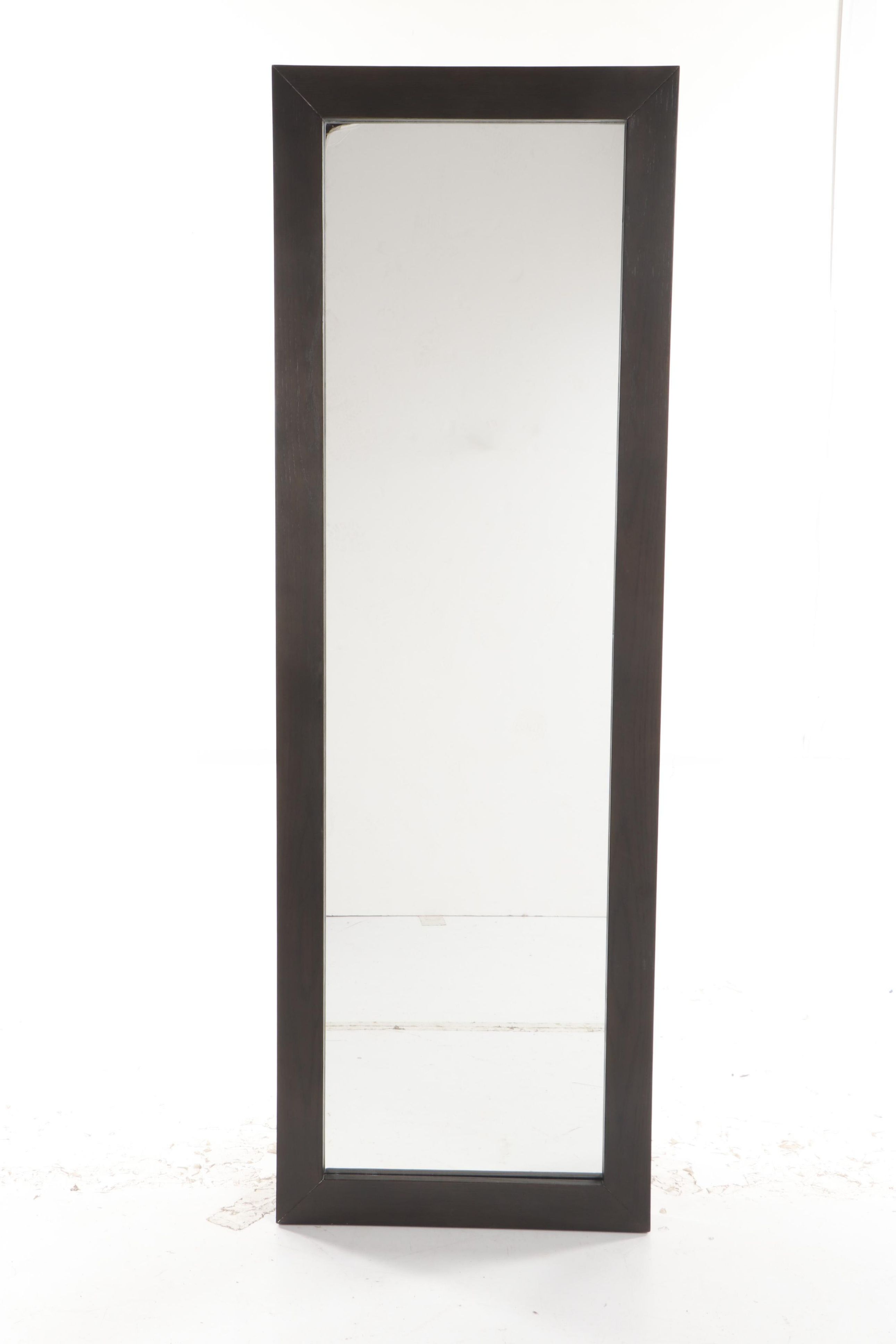 Crate & Barrel Arch Black Dresser, Oval Nightstand & West Elm Mirror