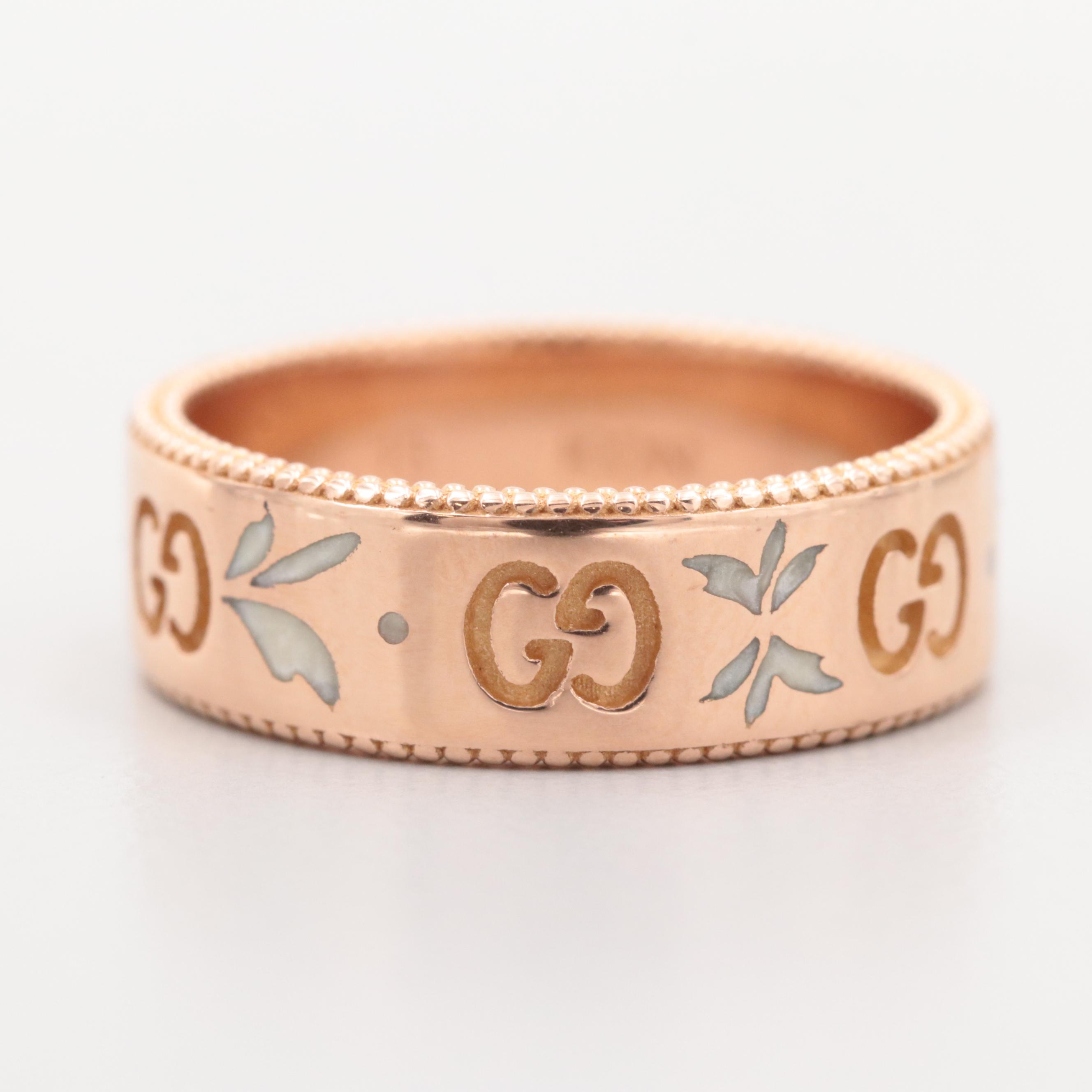 Gucci 18K Rose Gold "Icon" Band Ring