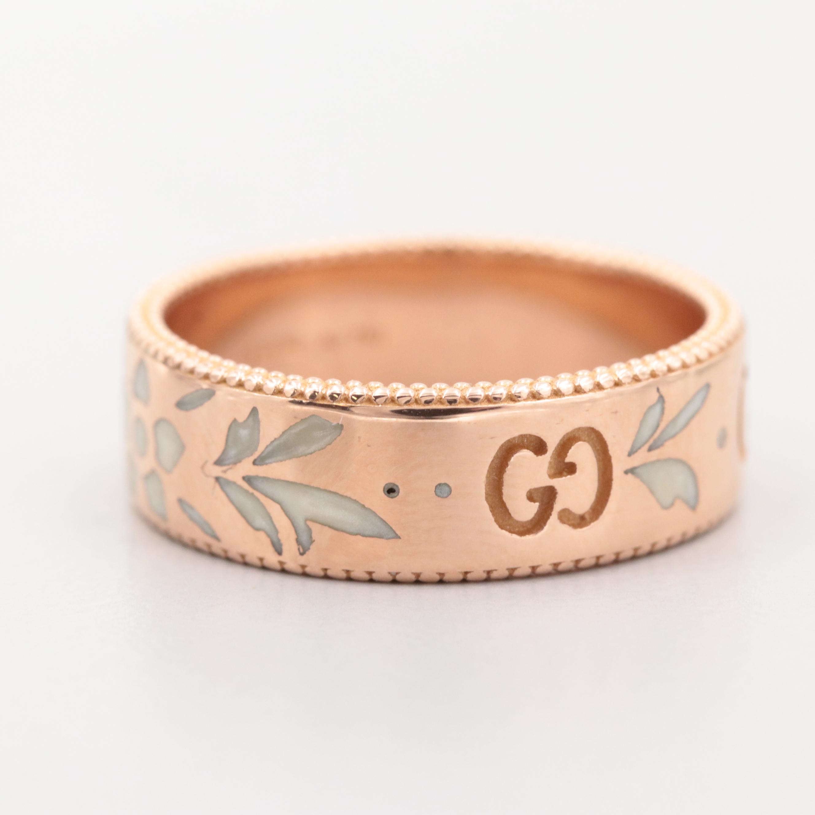 Gucci 18K Rose Gold "Icon" Band Ring
