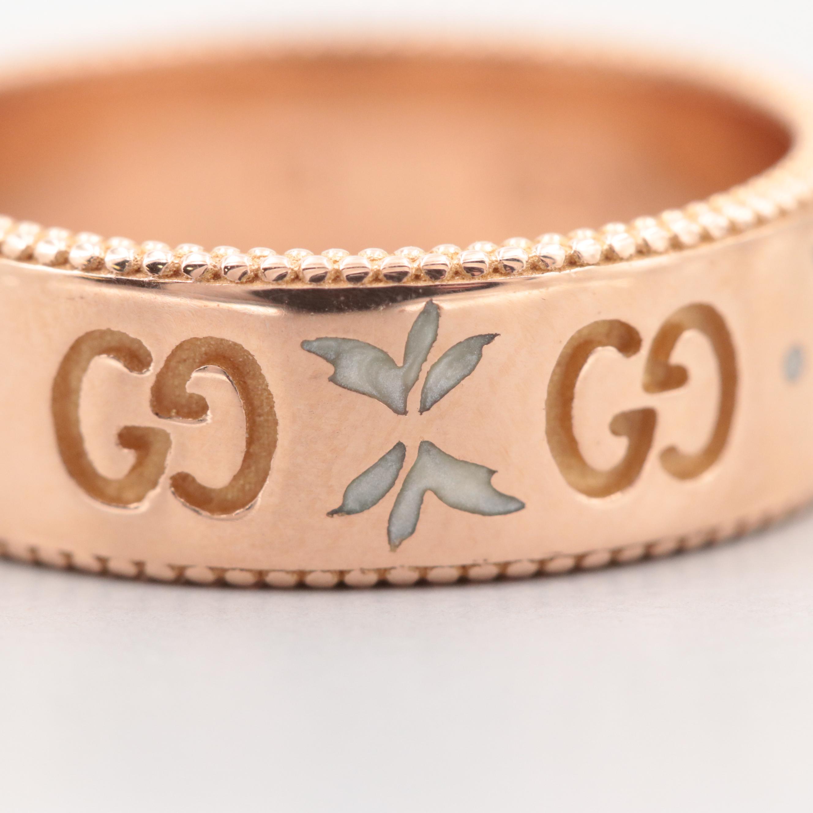 Gucci 18K Rose Gold "Icon" Band Ring