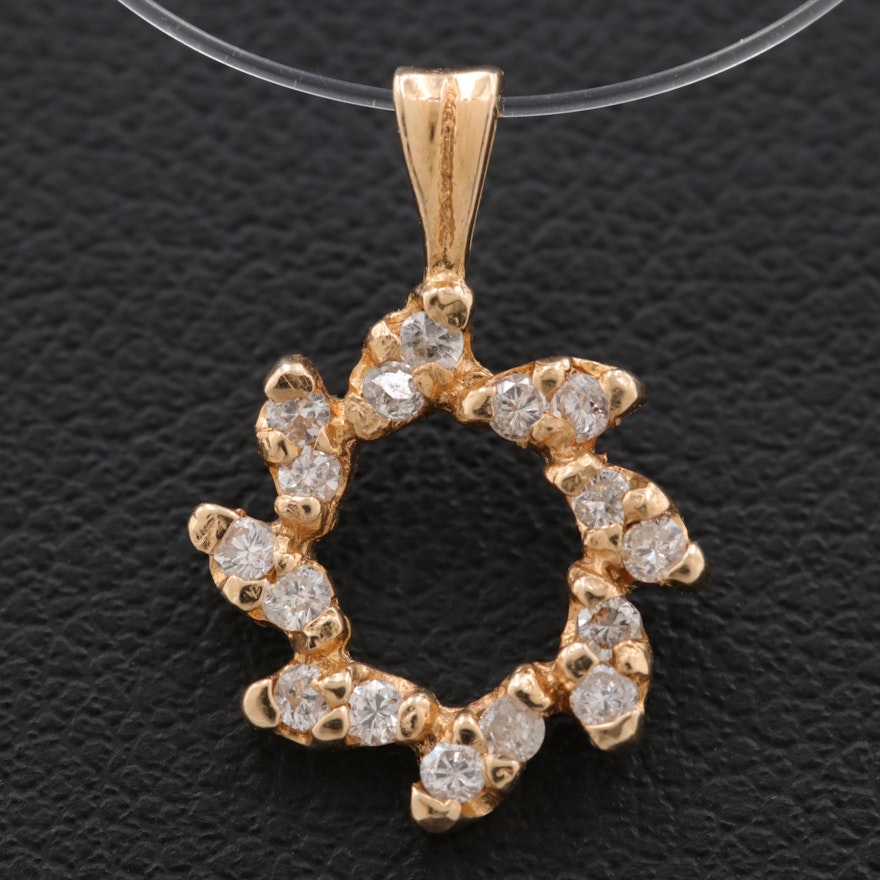 14K Yellow Gold Diamond Pendant