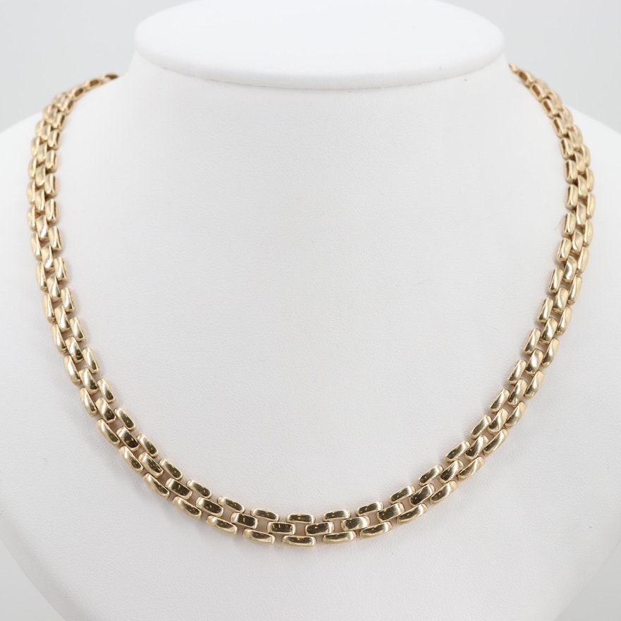 14K Yellow Gold Fancy Link Chain Necklace