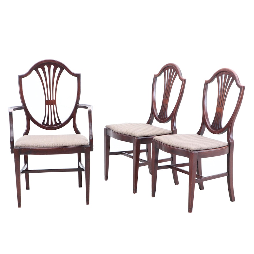 Sheraton Shieldback Style Mahogany Side Chairs, Late 20th Century