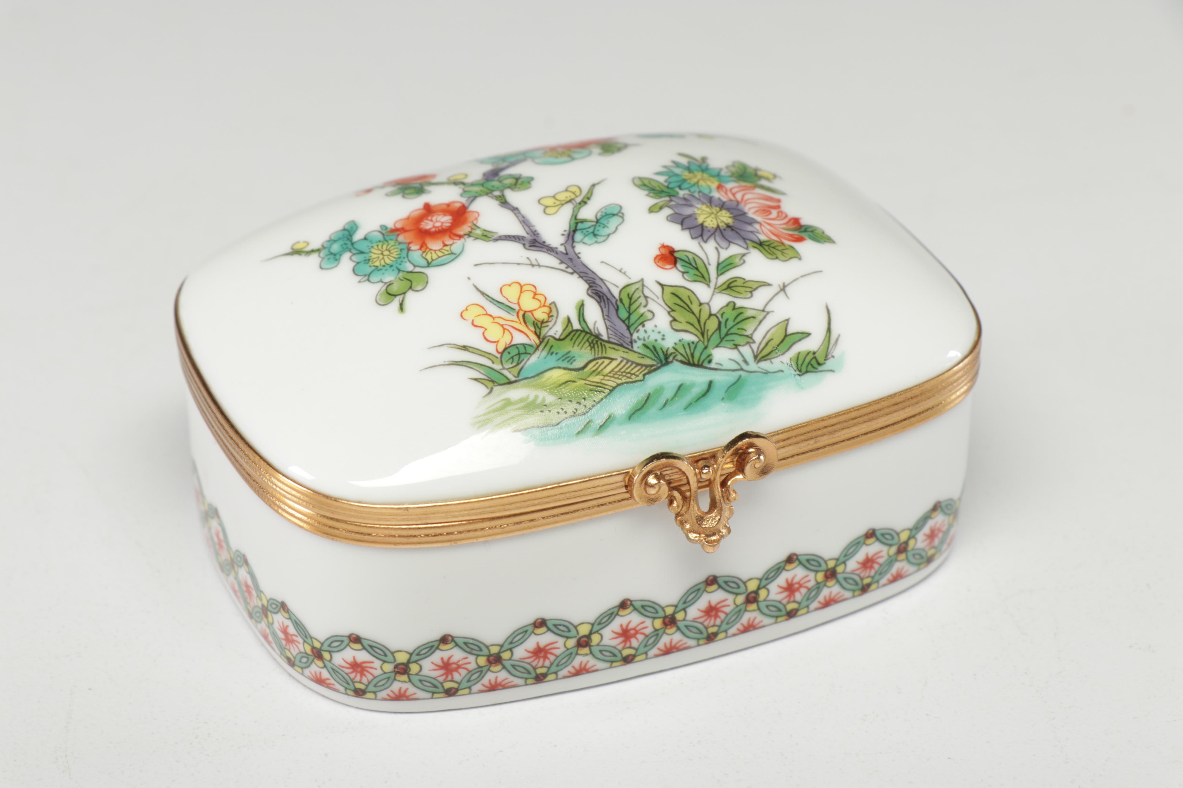 Hand-Painted Limoges Porcelain Decor Including Haviland Trinket Dish