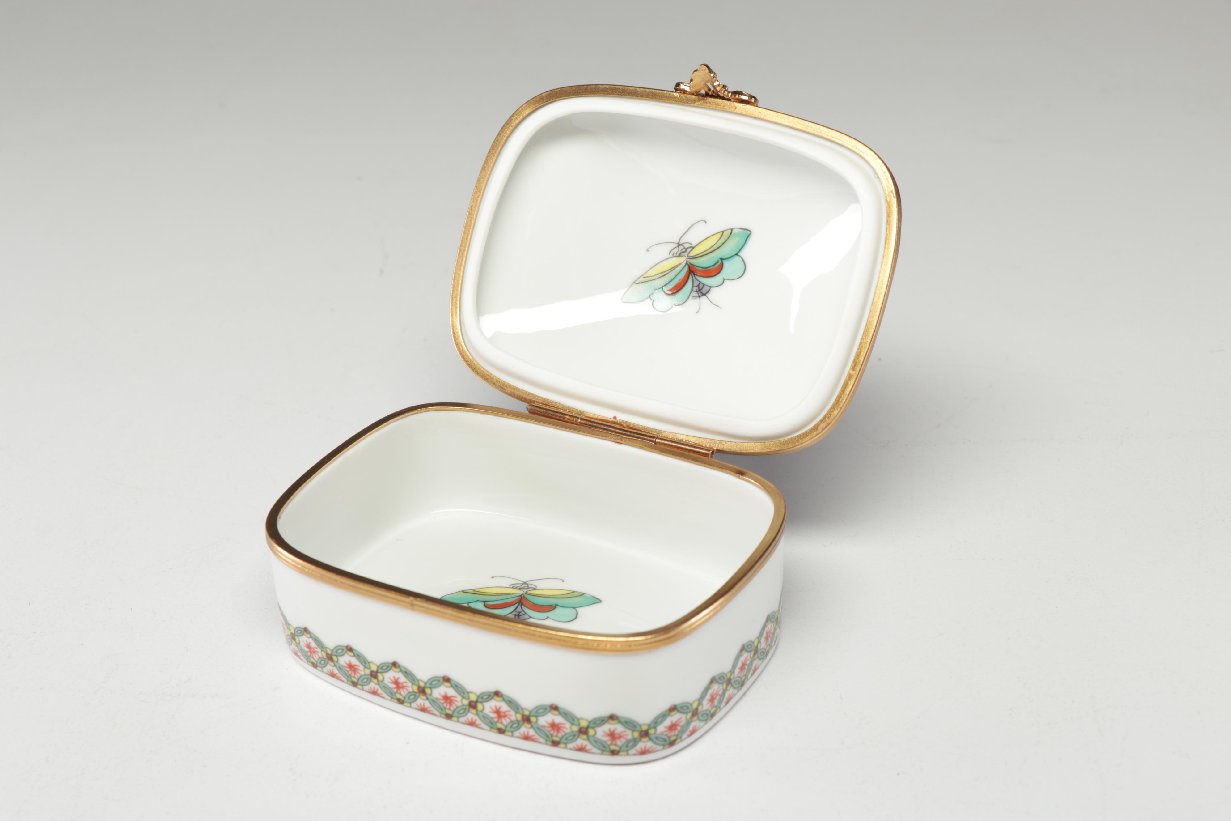Hand-Painted Limoges Porcelain Decor Including Haviland Trinket Dish