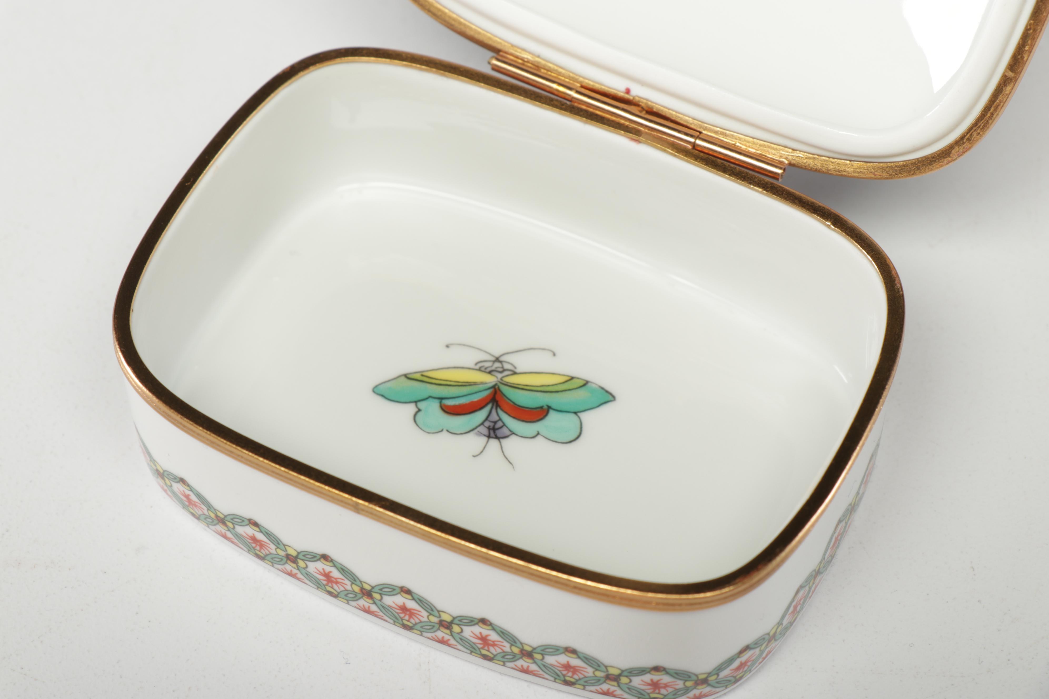 Hand-Painted Limoges Porcelain Decor Including Haviland Trinket Dish