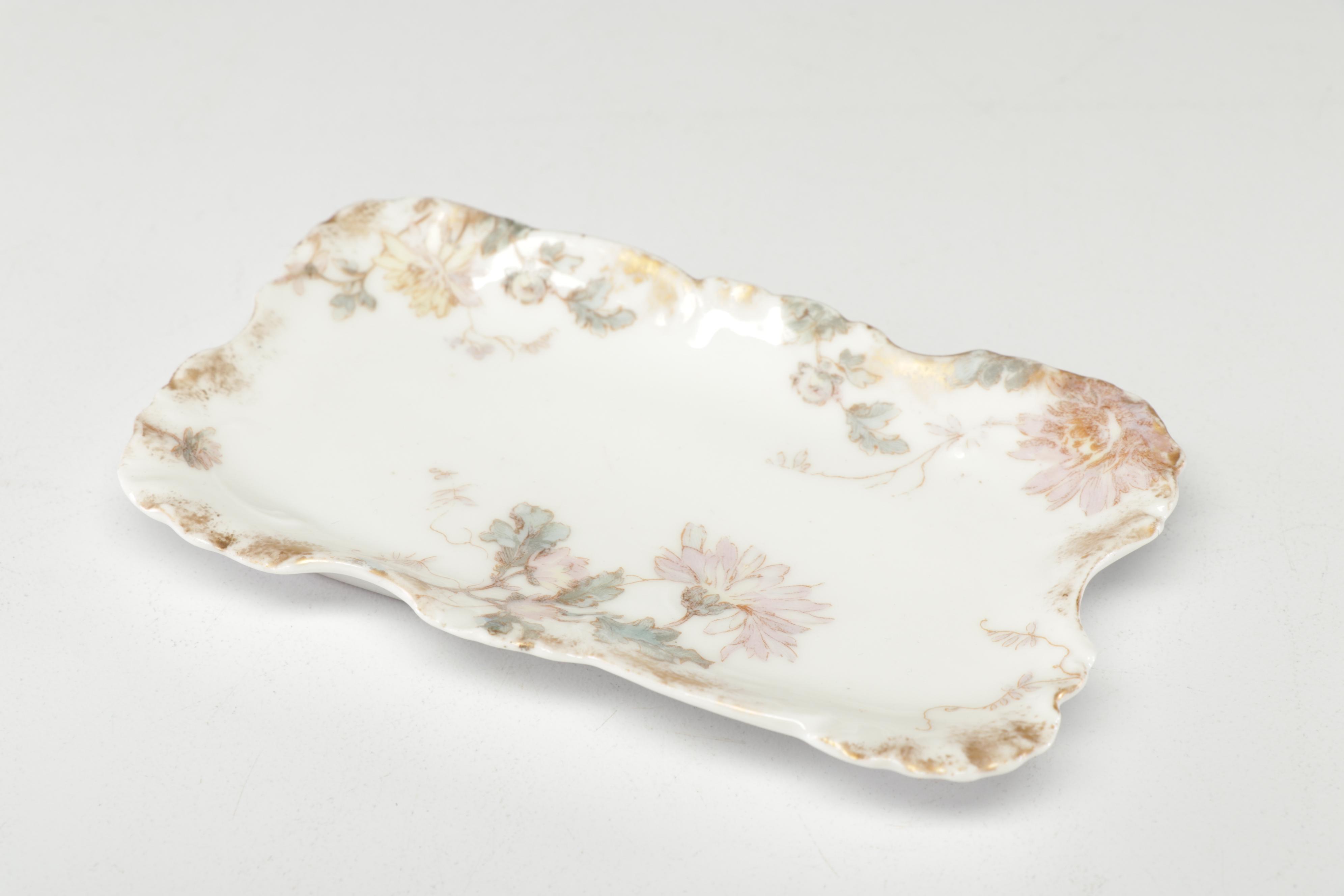 Hand-Painted Limoges Porcelain Decor Including Haviland Trinket Dish