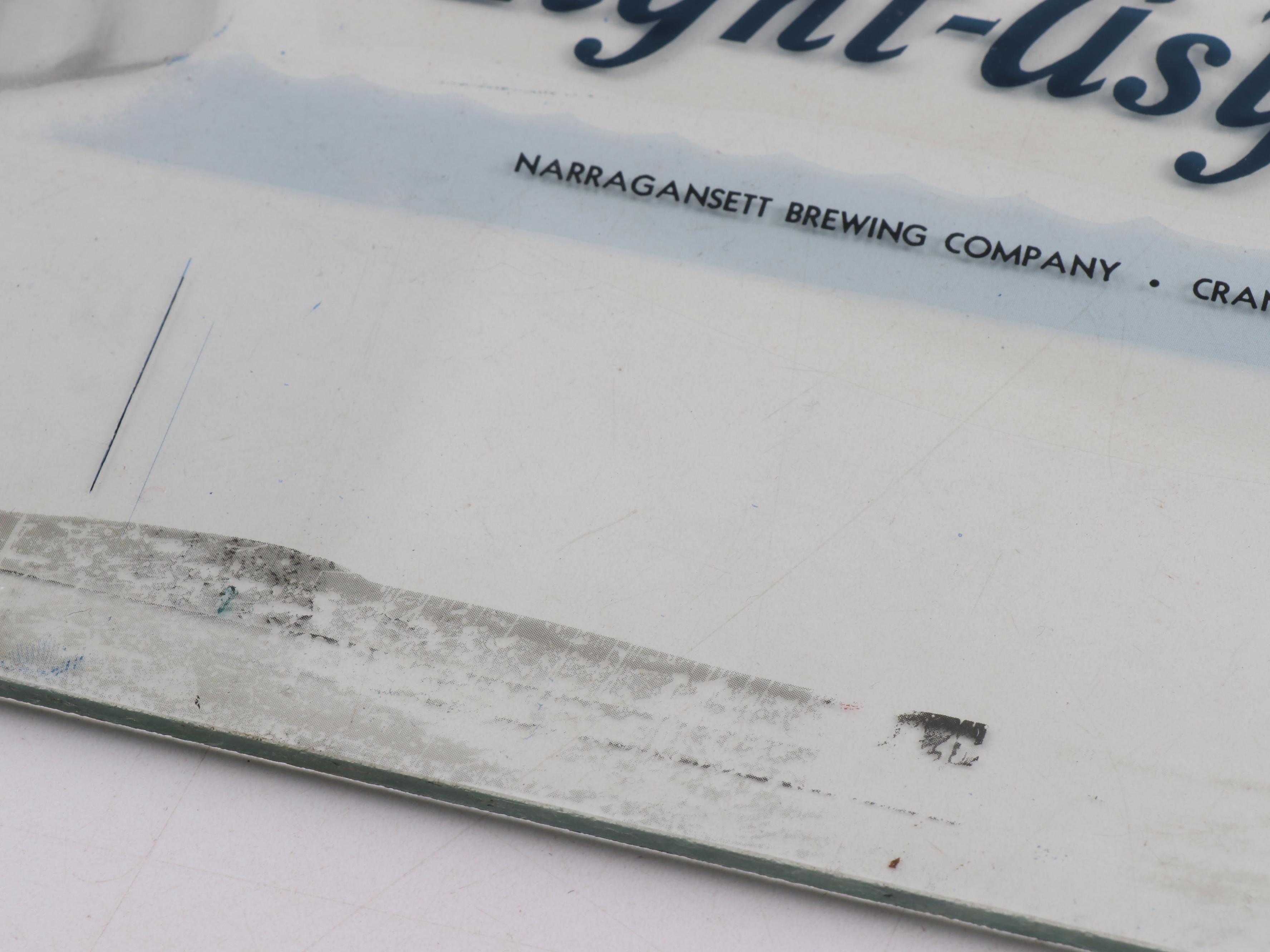 Narragansett Beer Advertising Glass Pane for Photo Reproduction, 1940s-1950s