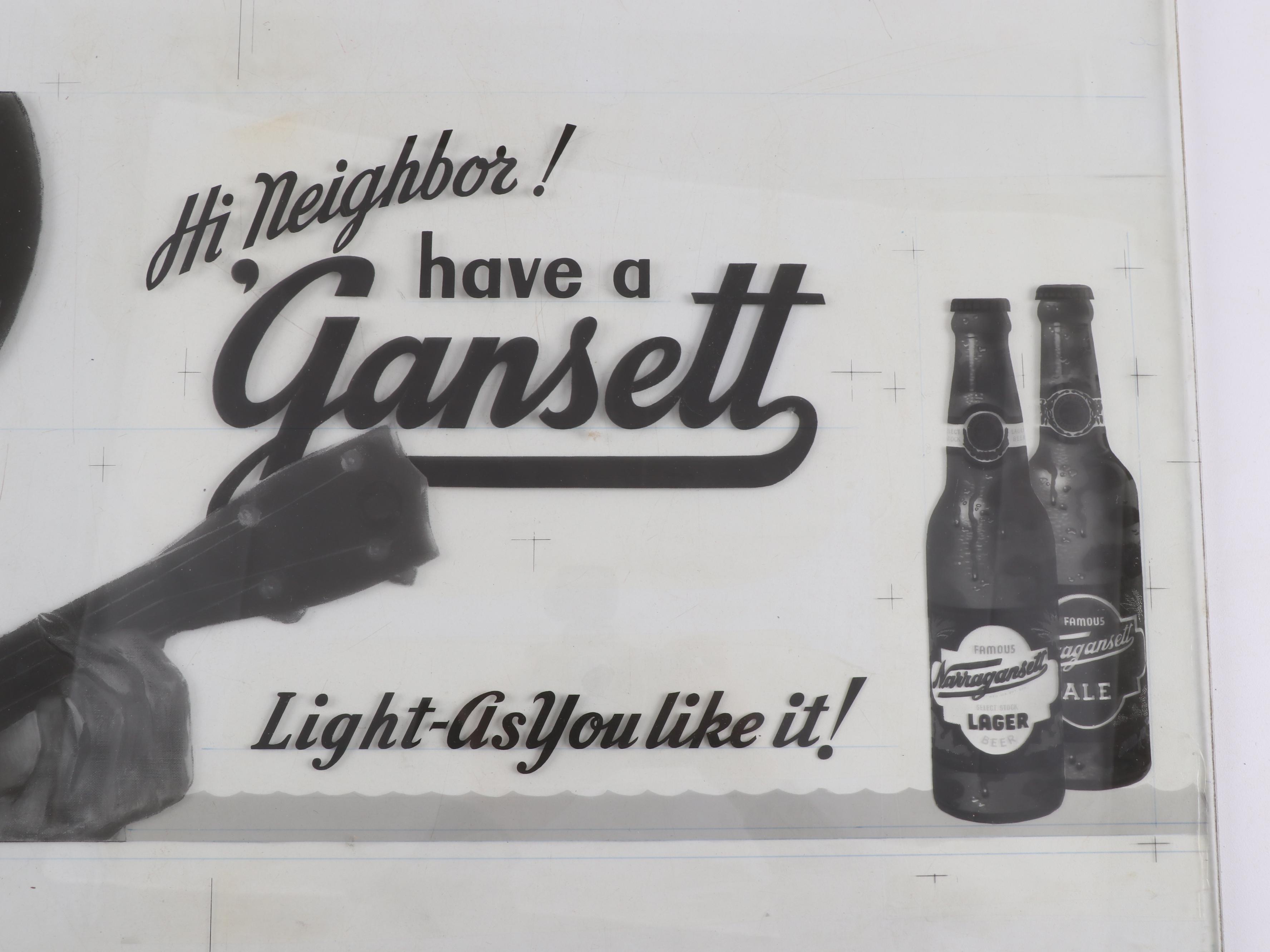 Narragansett Glass Advertisement Window, 1940s-1950s