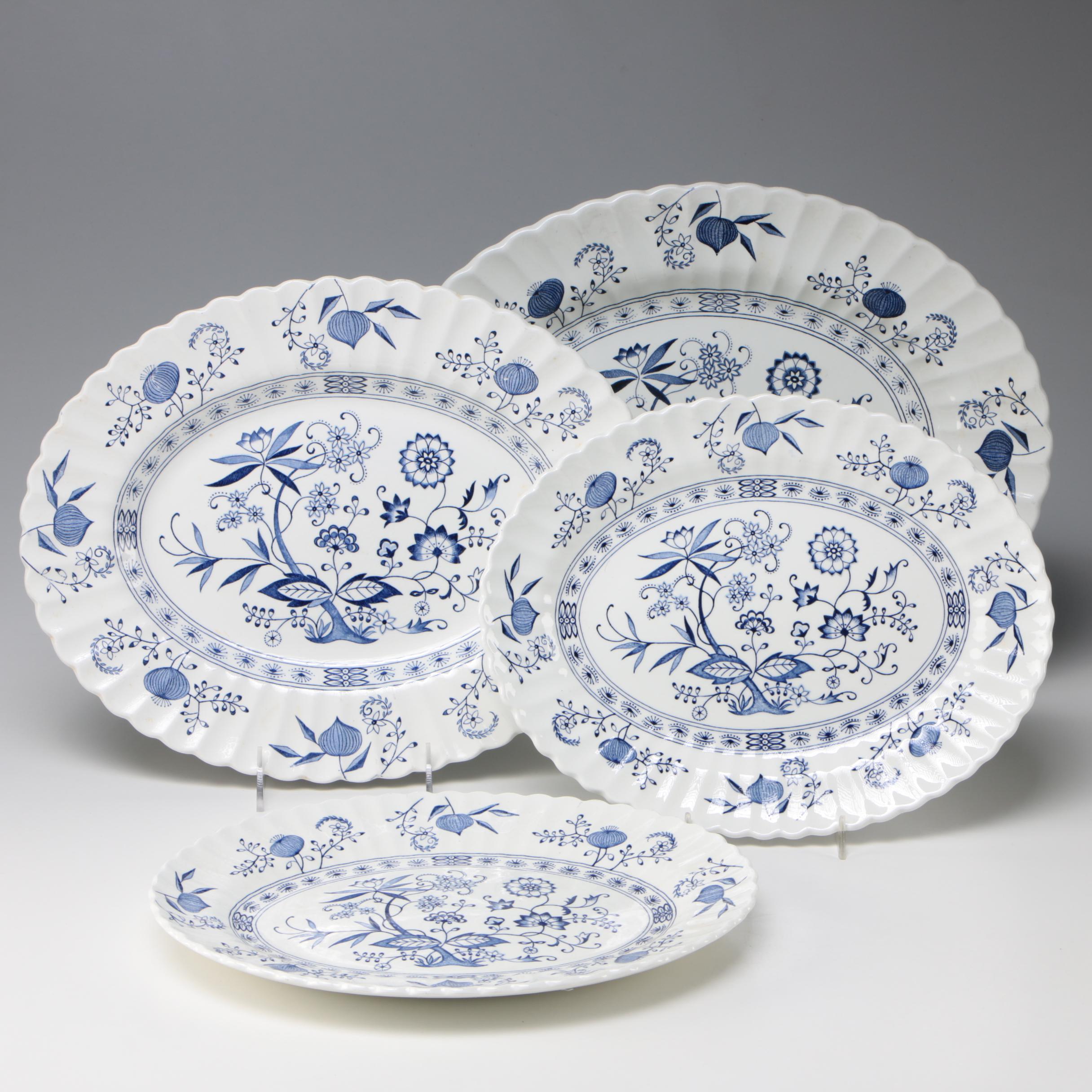 J & G Meakin "Blue Nordic" Ironstone Oval Platters, Late 20th Century