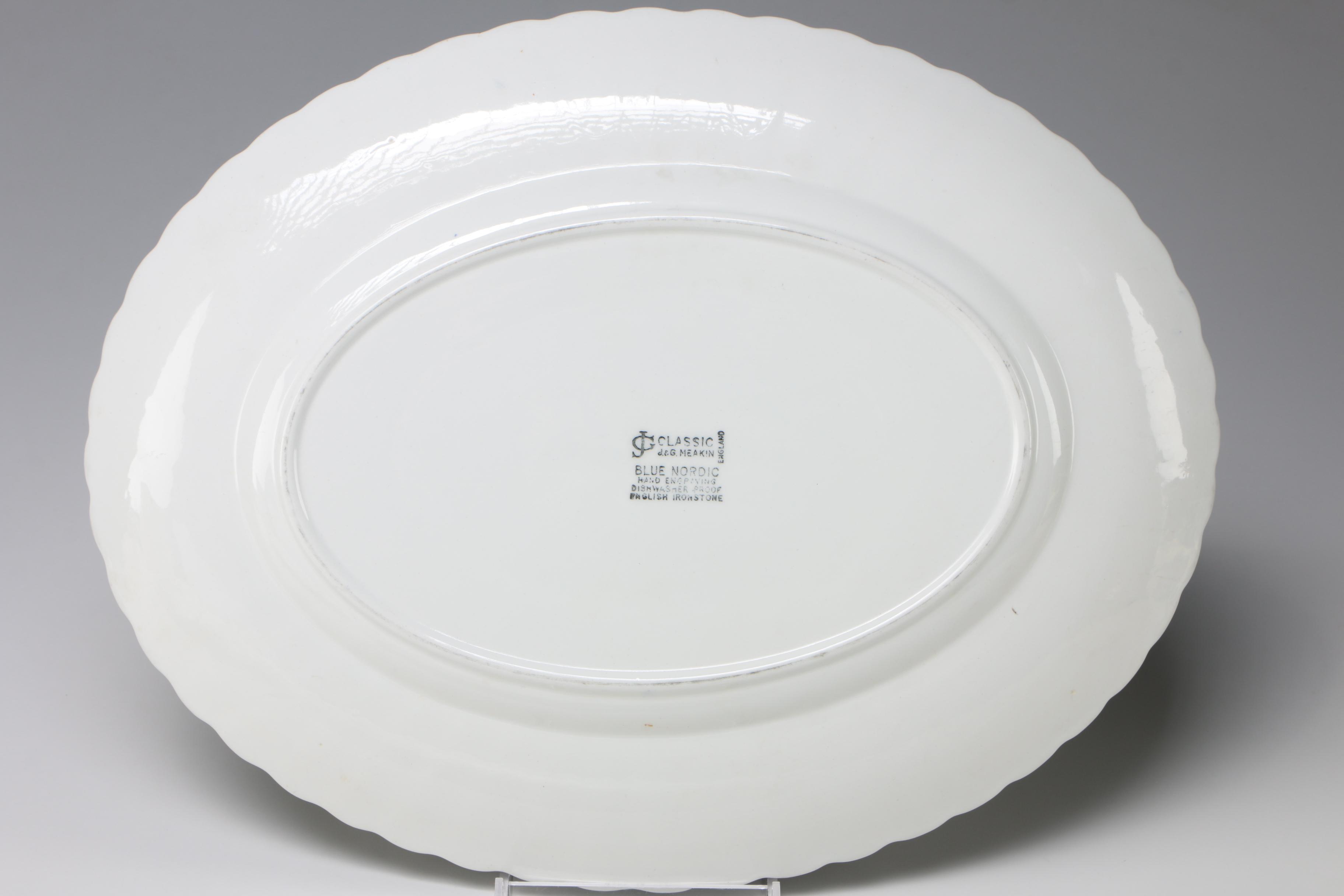 J & G Meakin "Blue Nordic" Ironstone Oval Platters, Late 20th Century
