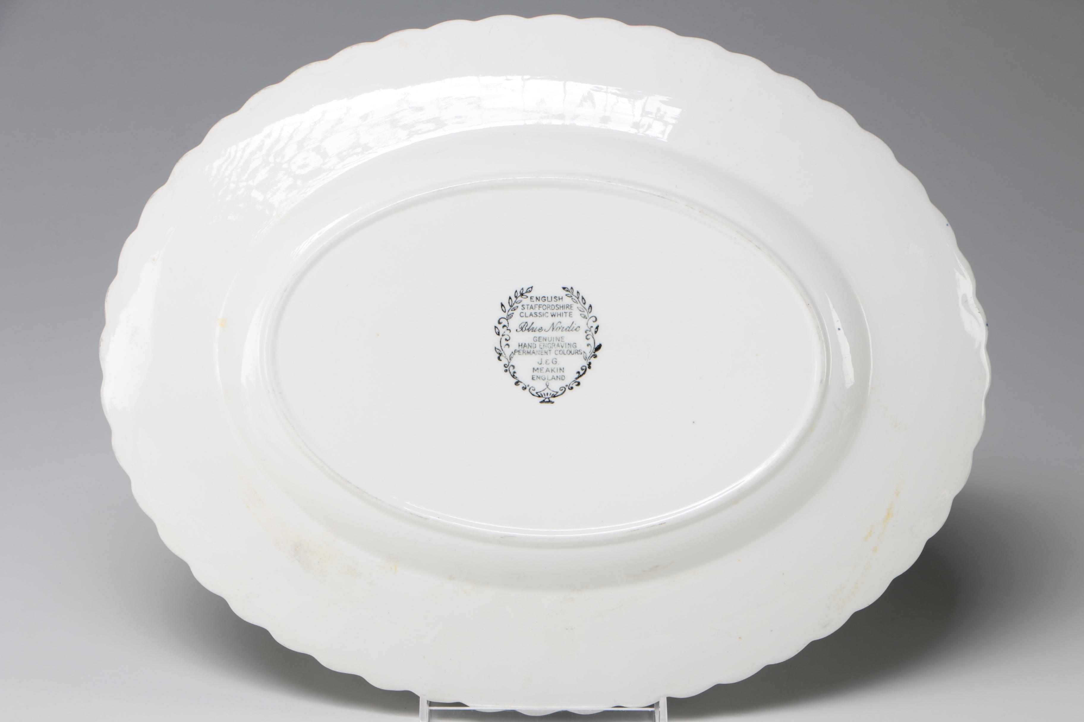 J & G Meakin "Blue Nordic" Ironstone Oval Platters, Late 20th Century