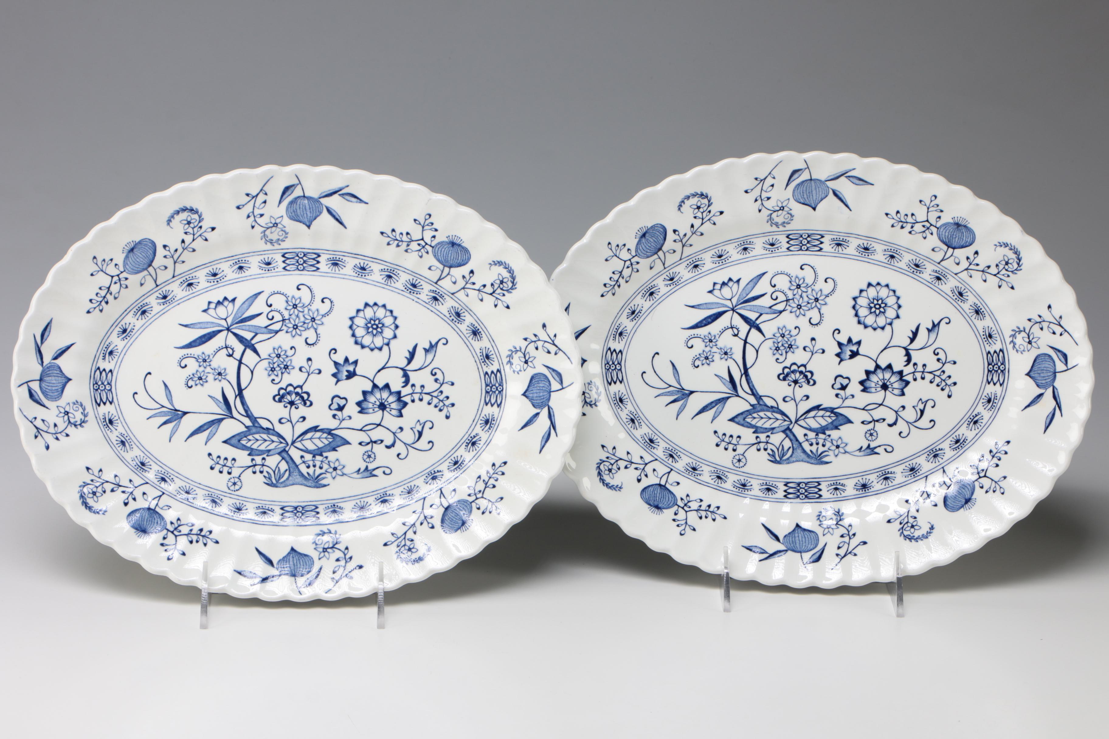 J & G Meakin "Blue Nordic" Ironstone Oval Platters, Late 20th Century