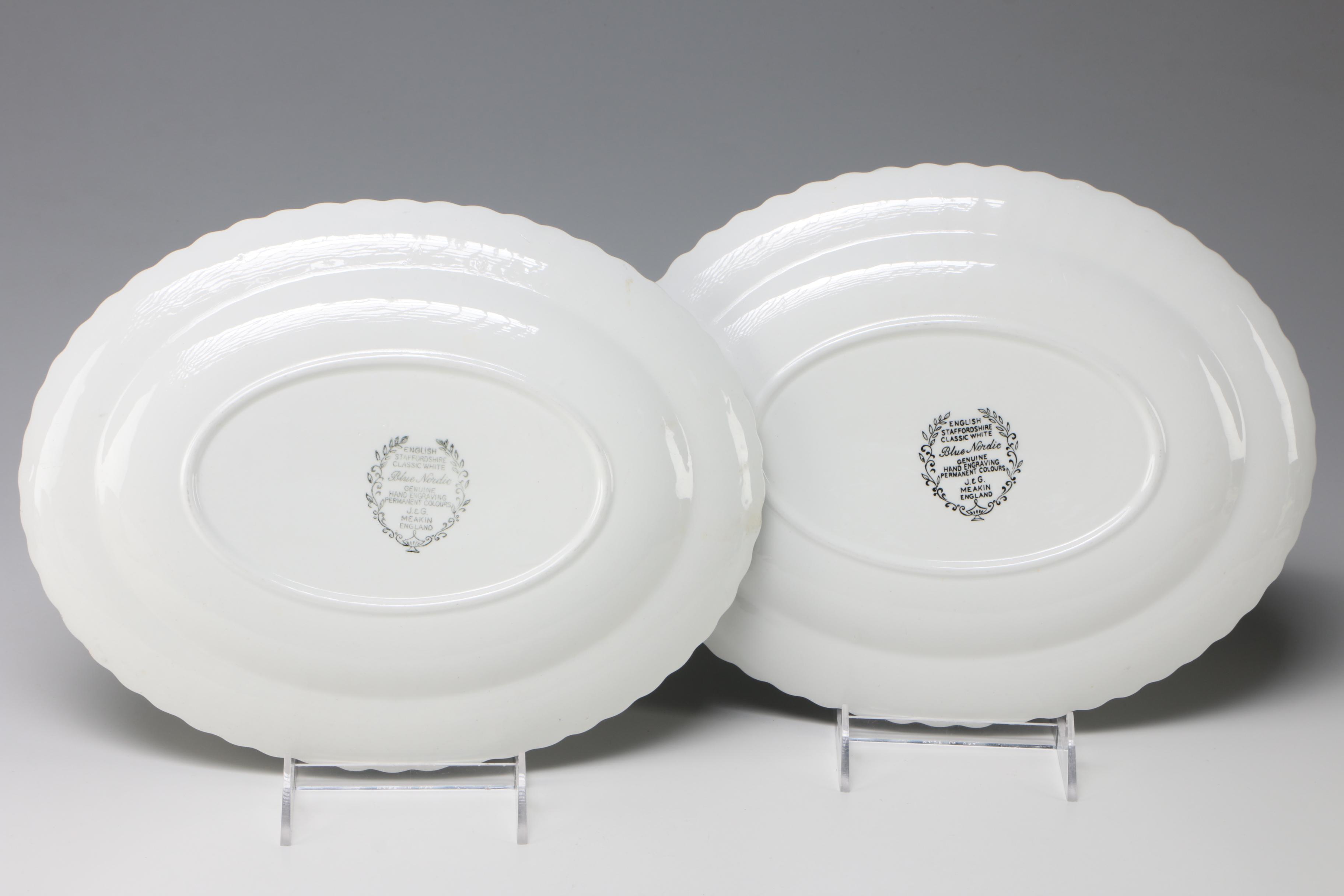 J & G Meakin "Blue Nordic" Ironstone Oval Platters, Late 20th Century